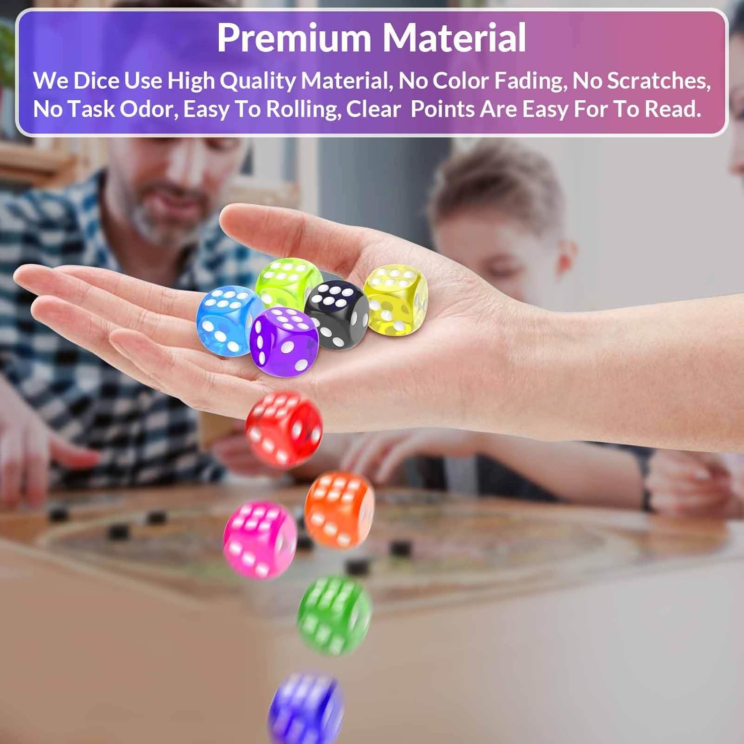 Detalle de Rerdeim 110-Piece Colored Dice Set (6-Sided, 11 Colors) for Classroom, Games, and DIY