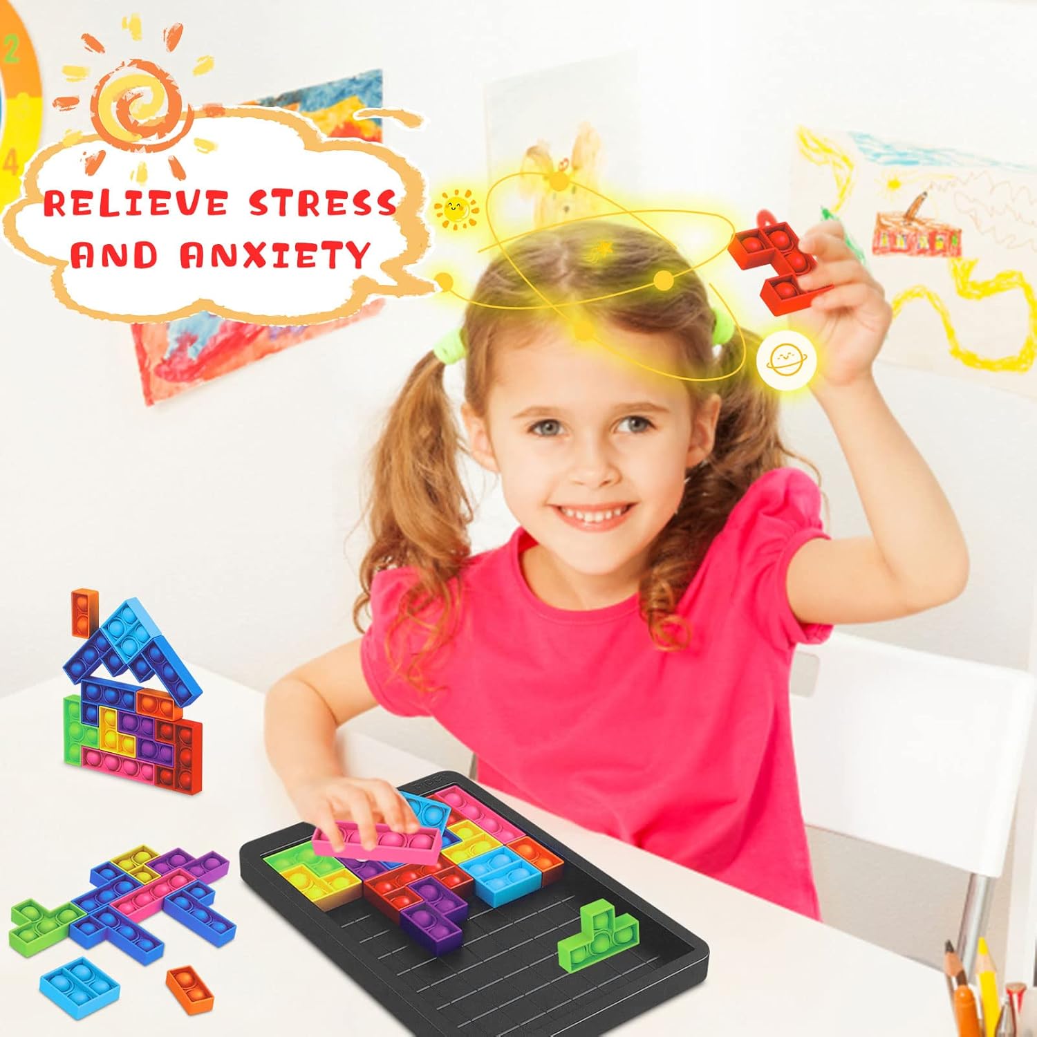 Thumbnail 2 de Silicone Sensory Fidget Toys Pop It Puzzle (Anti-stress & Relax) for Kids & Adults
