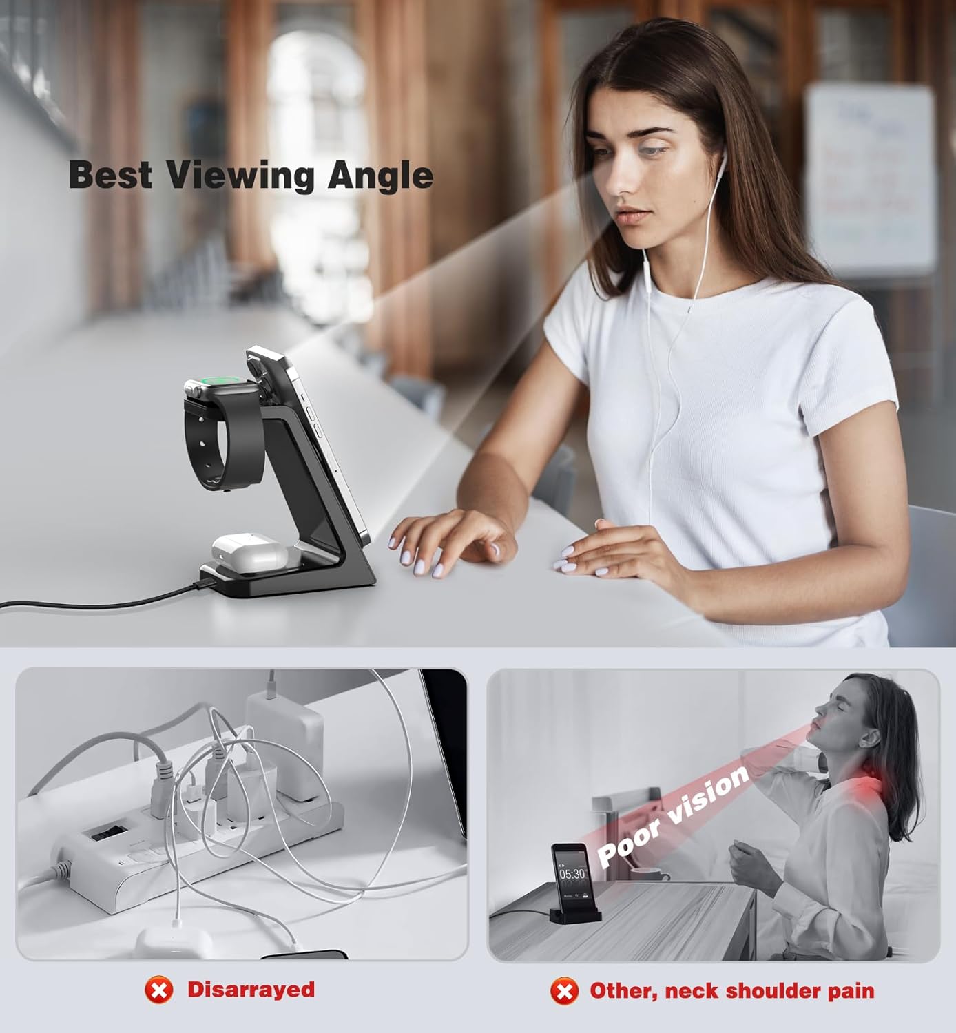 Thumbnail 2 de 3 in 1 Magnetic Wireless Charging Station with 20W Apple Charger Stand