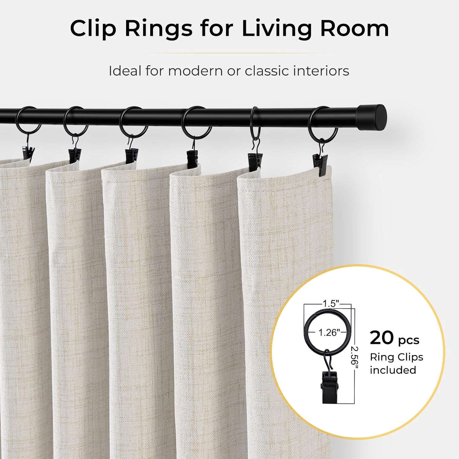 Detalle de INOVADAY 100% Blackout Sliding Door Curtain, Beige, 102 x 108 in, 1 Panel