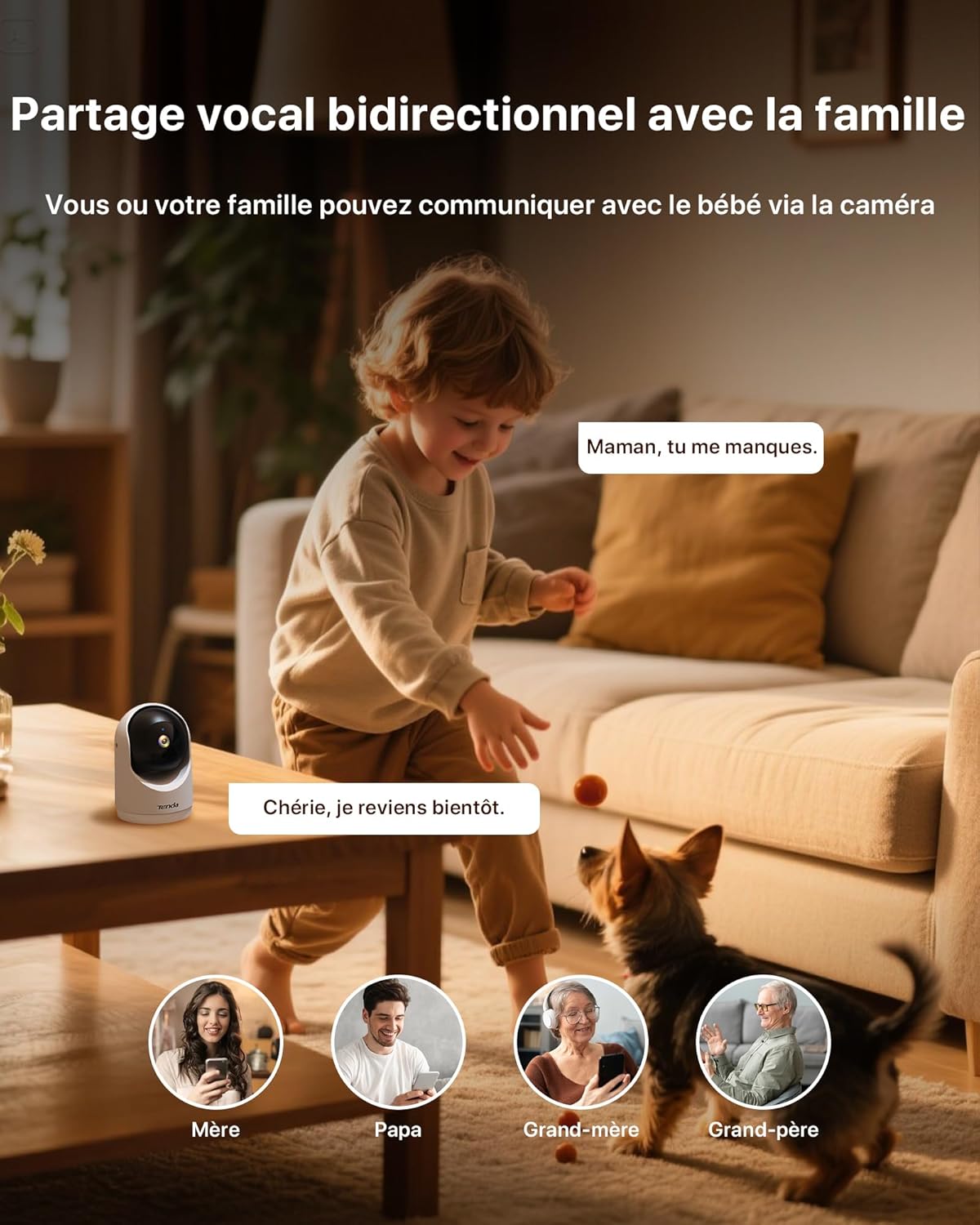 Thumbnail 6 de Tenda Caméra de sécurité Wi‑Fi 6 3MP Pan/Tilt (lot de 2) — vision nocturne infrarouge et audio bidirectionnel