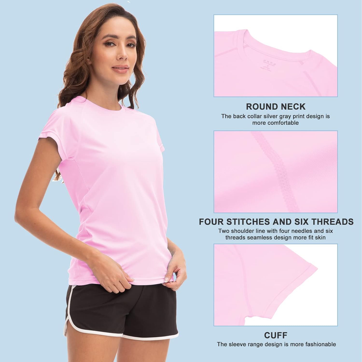 Detalle de MEETWEE Rash Guard Femme Haut Anti-UV UPF 50+ – T‑Shirt de plage respirant, manches longues ou courtes