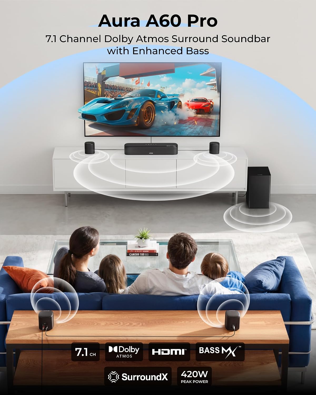 Detalle de ULTIMEA 7.1ch Surround Sound System for TV with Aura A60 Pro (2026 Model)