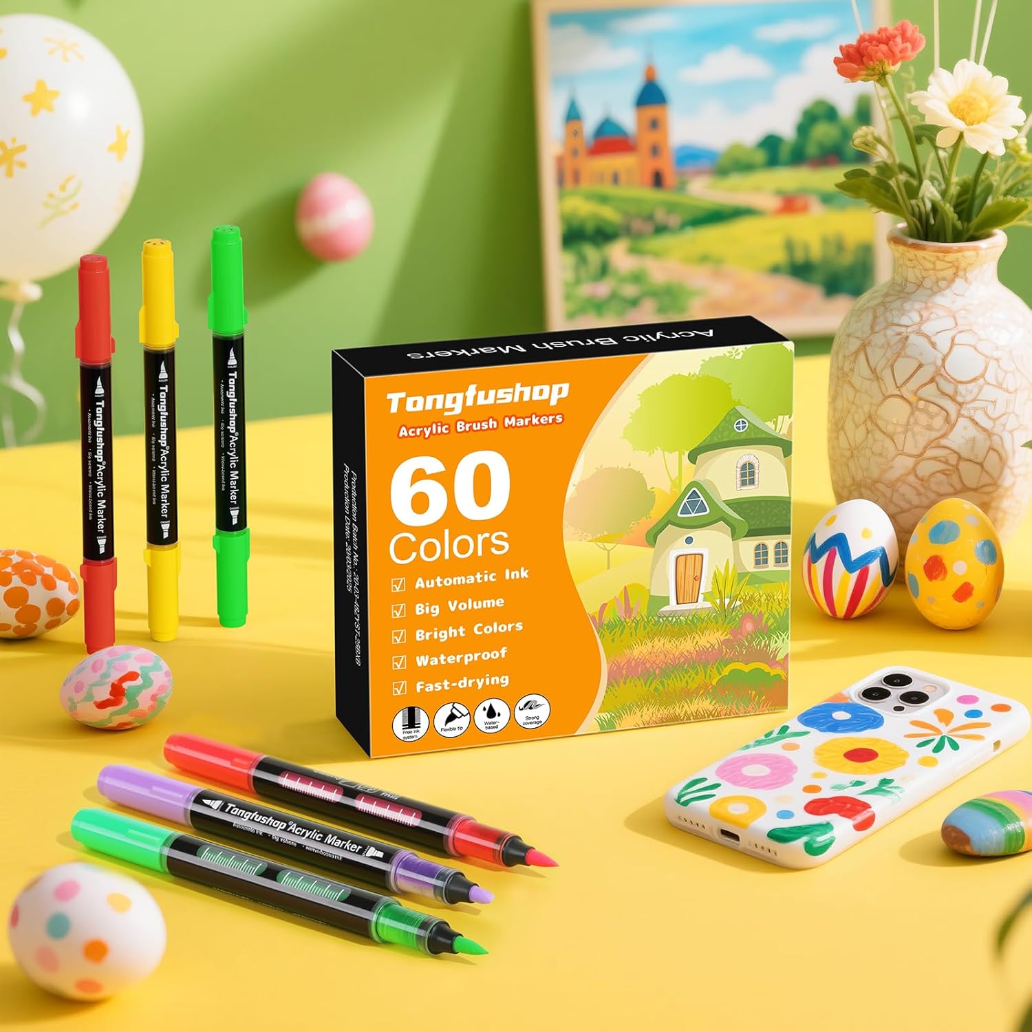 Thumbnail 5 de Tongfushop 60 Colors Acrylic Paint Pens – Dual Tip Markers with Free Ink System