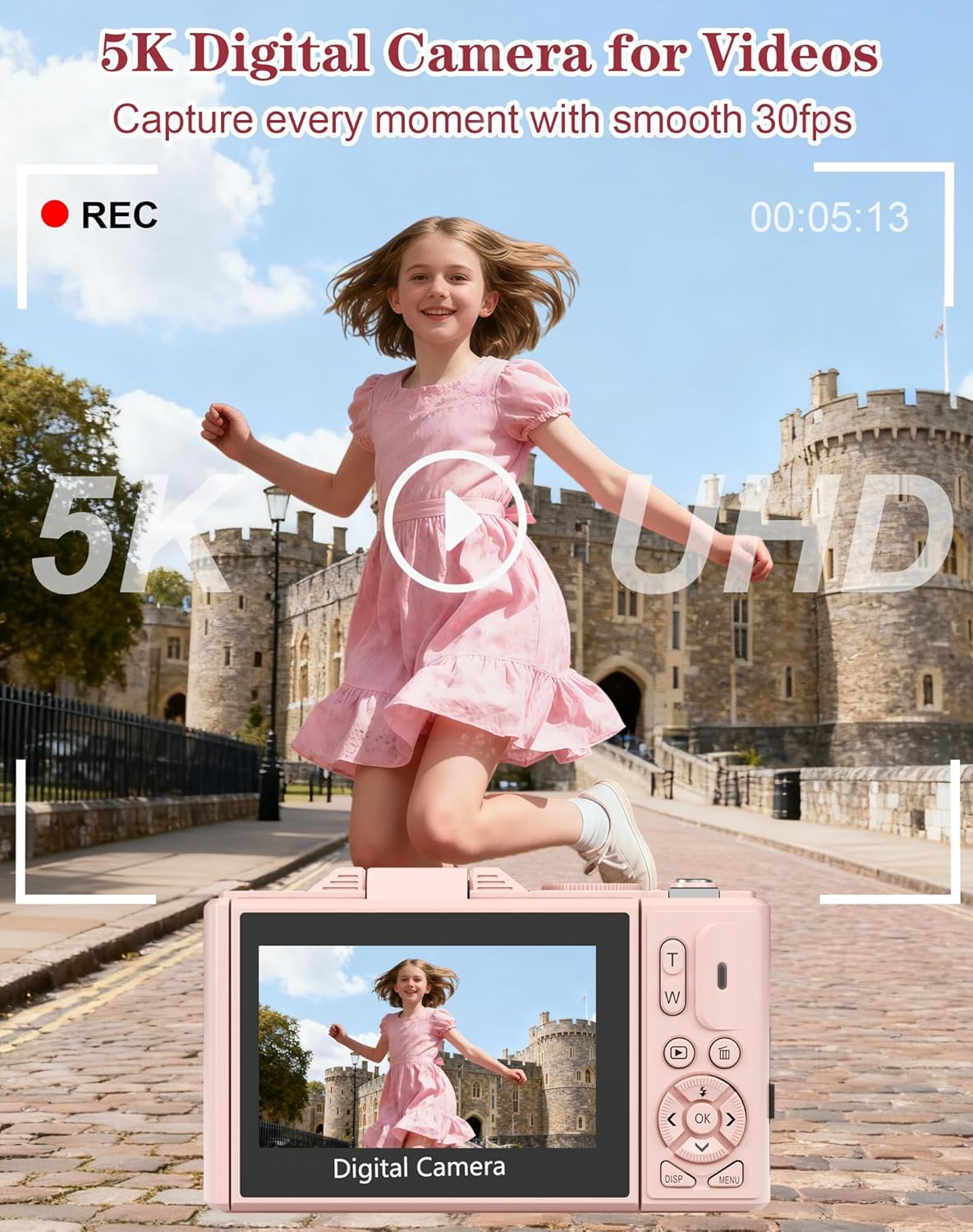 Detalle 2 de 5K Digital Camera with 75MP Sensor and 180° Flip Screen – a beginner-friendly vlogging companion