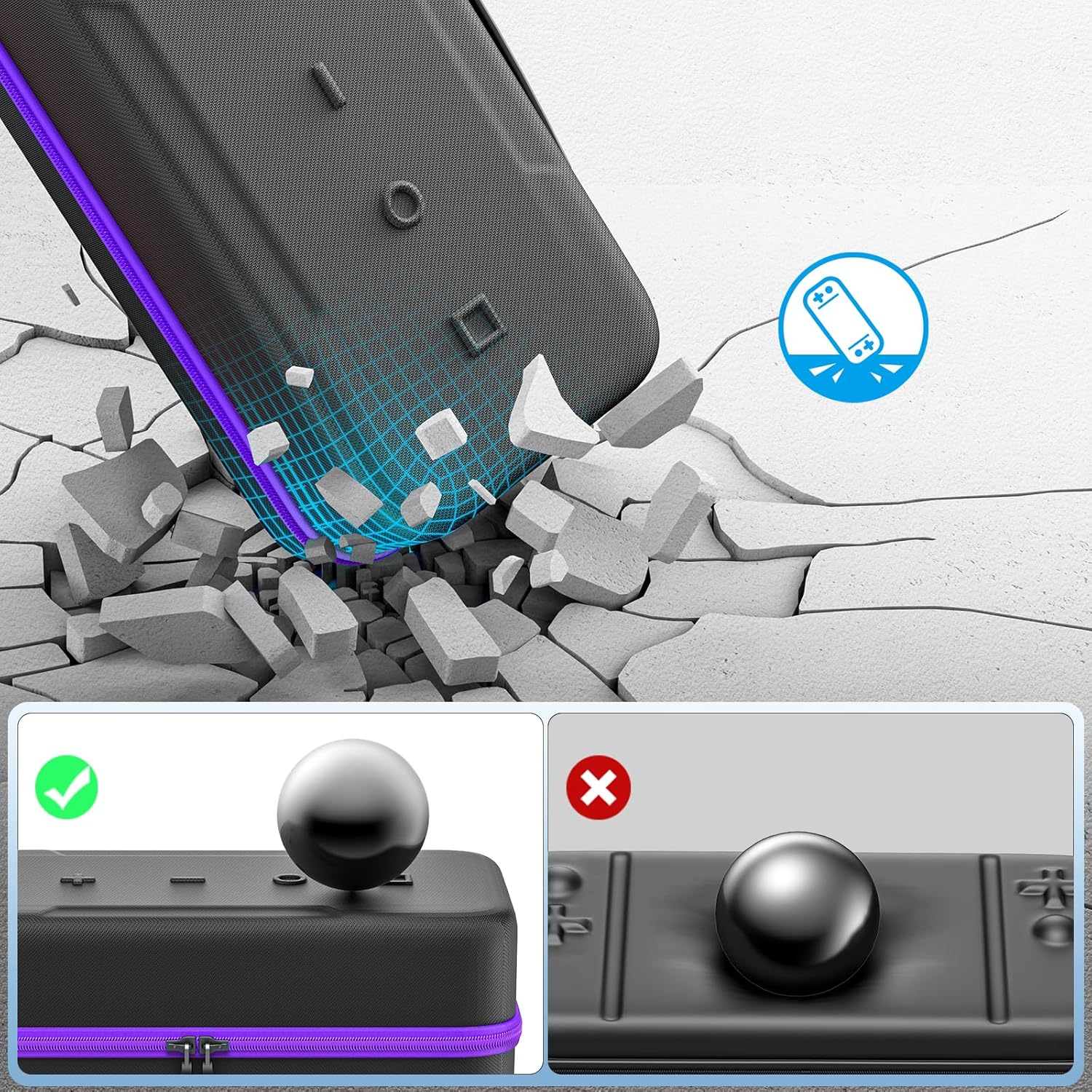 Thumbnail 6 de OIVO Switch Tasche für Nintendo Switch/OLED/2 – Hartschale mit Aufbewahrung für Joy-Con & Netzteil, lila