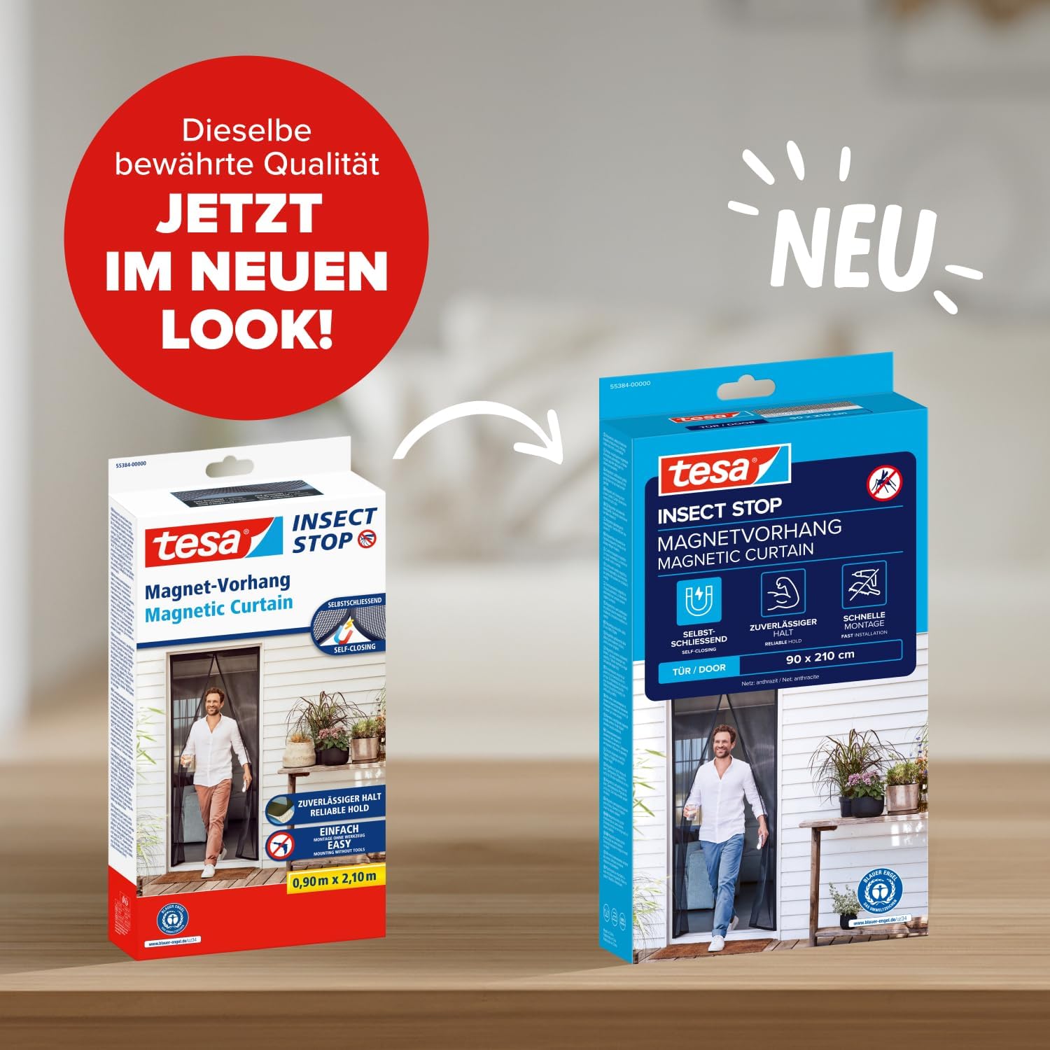 Thumbnail 1 de tesa INSECT STOP Magnetvorhang – selbstschließender Insektenschutz für Balkon- und Terrassentüren (ohne Bohren) 2,1 m x 0,9 m