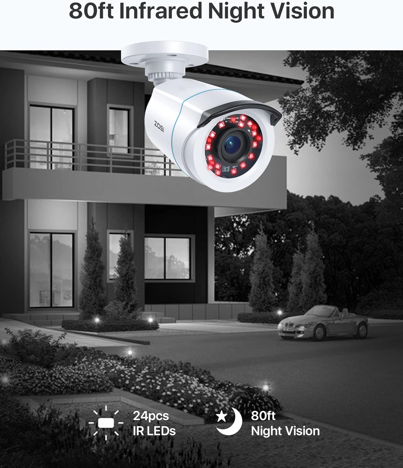 Thumbnail 2 de ZOSI 4PCS 1080P TVI: telecamere di sorveglianza per esterni IP66 con visione notturna fino a 20 m e lente 3,6 mm