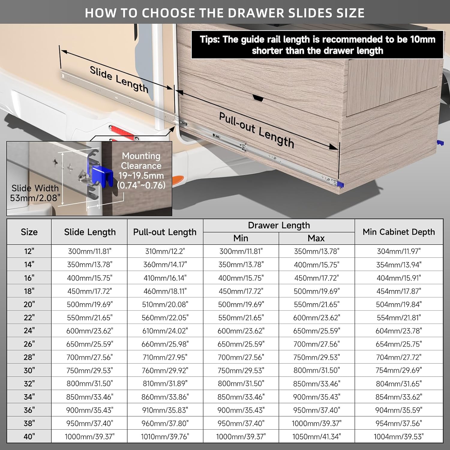 Thumbnail 1 de AOLISHENG Guide per cassetti pesanti con serratura, carico 120 kg 🛠️