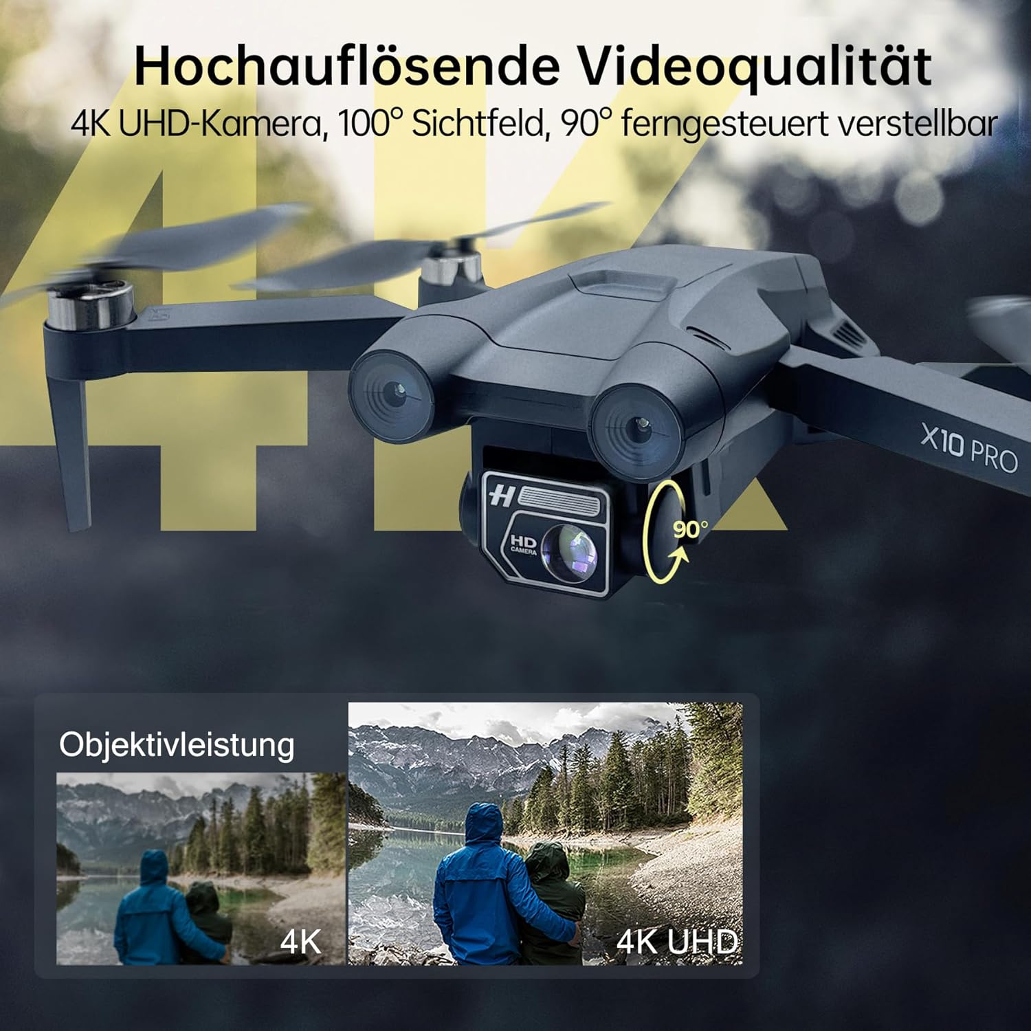 Detalle 2 de CHUBORY X10 PRO: GPS-Drohne mit 4K UHD Kamera, 90 Min Flugzeit und faltbarem Design