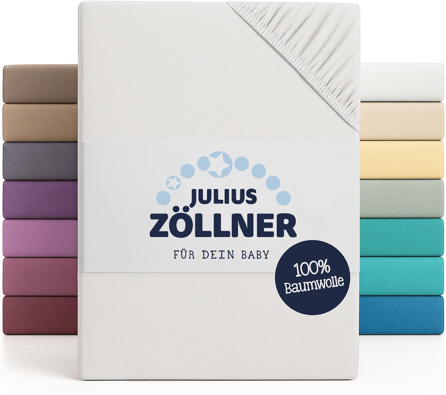 Detalle de Julius Zöllner 8350013100 kuvertlakan i vit bomullsjersey, 50 x 100 cm
