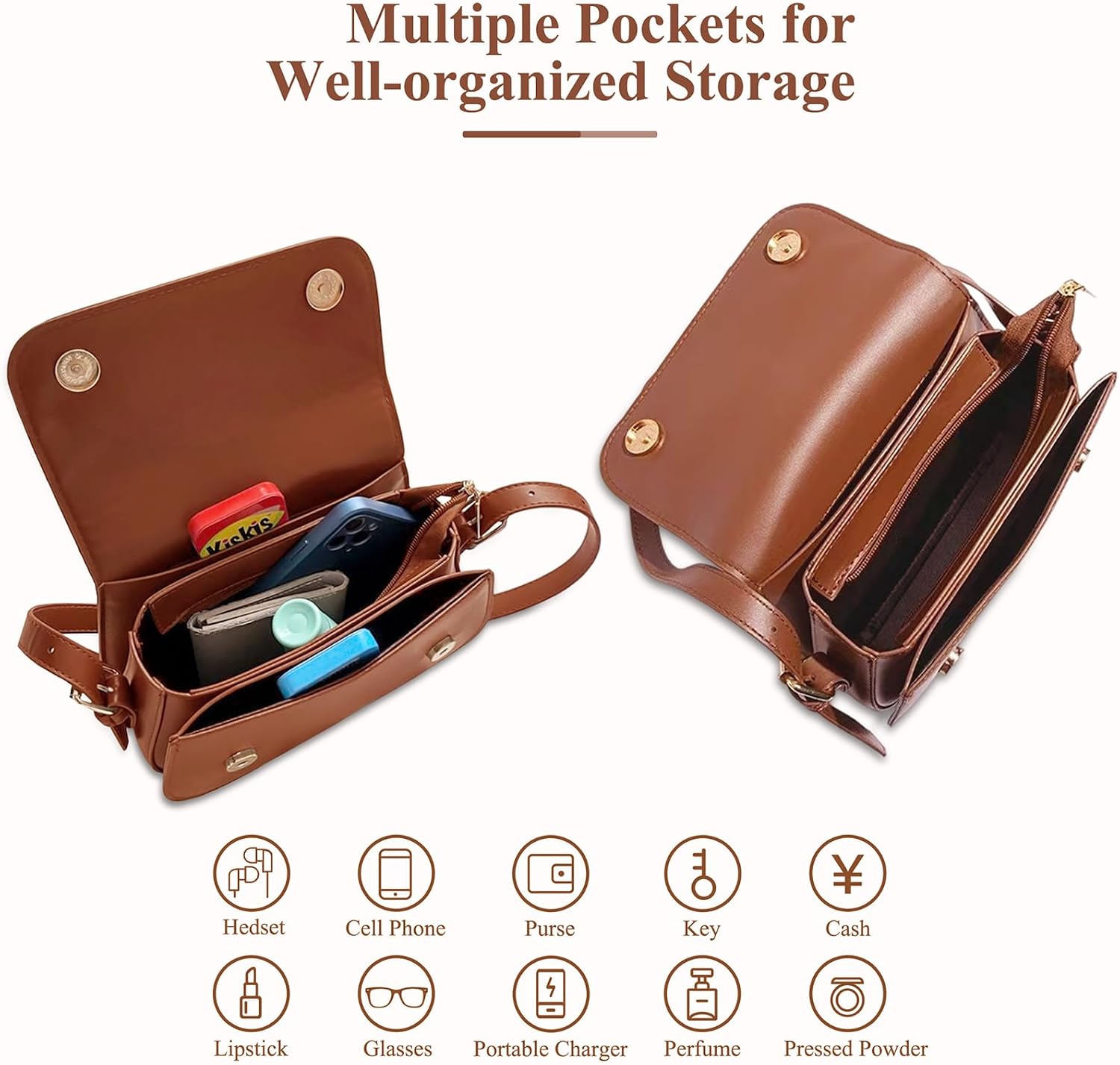 Detalle 2 de Mabecol Borsa Donna Tracolla Elegante in Pelle Sintetica: 2 in 1, praticità e stile