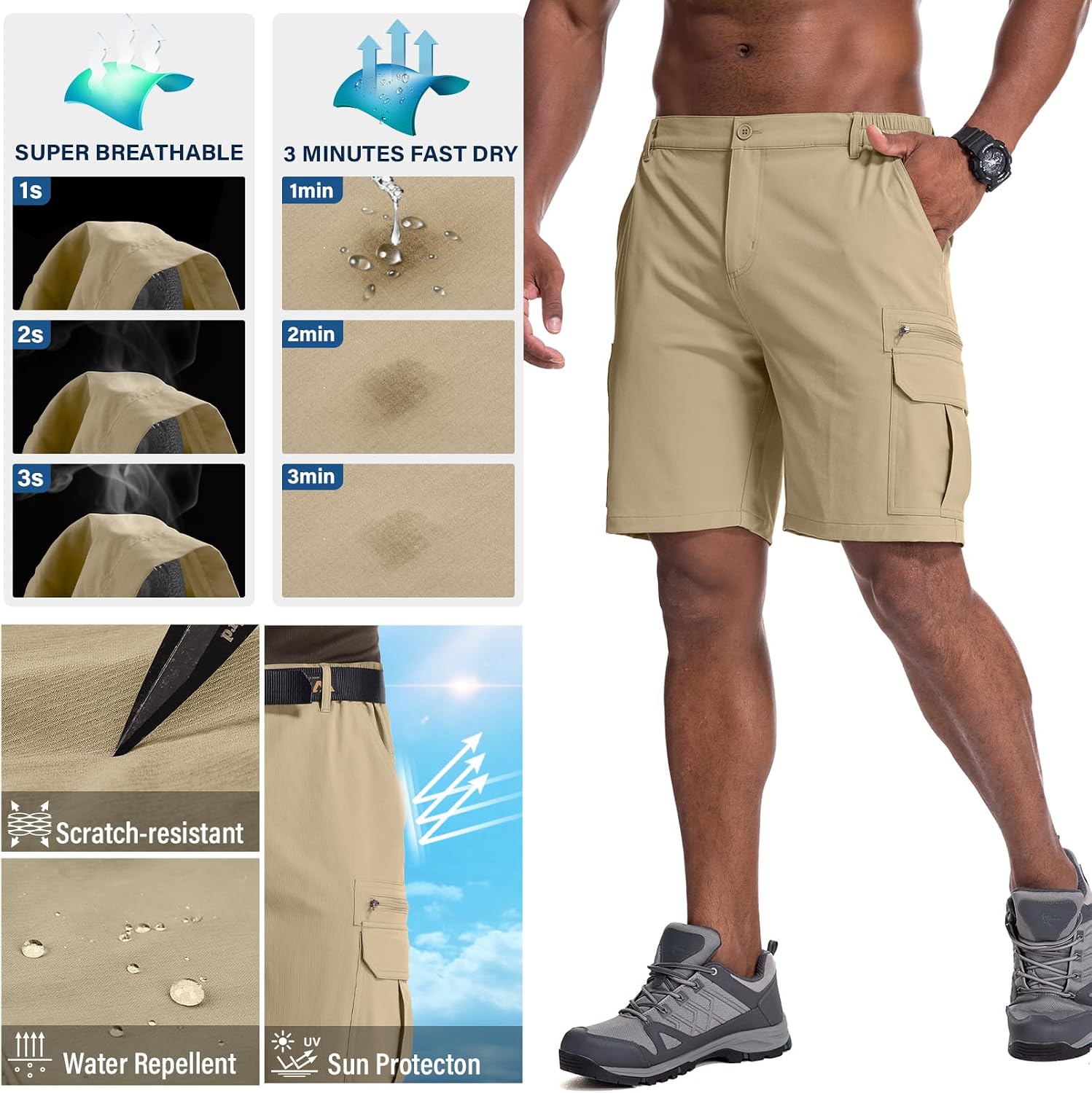 Thumbnail 5 de Mens Outdoor Fishing Shorts, UPF 50, Quick Dry