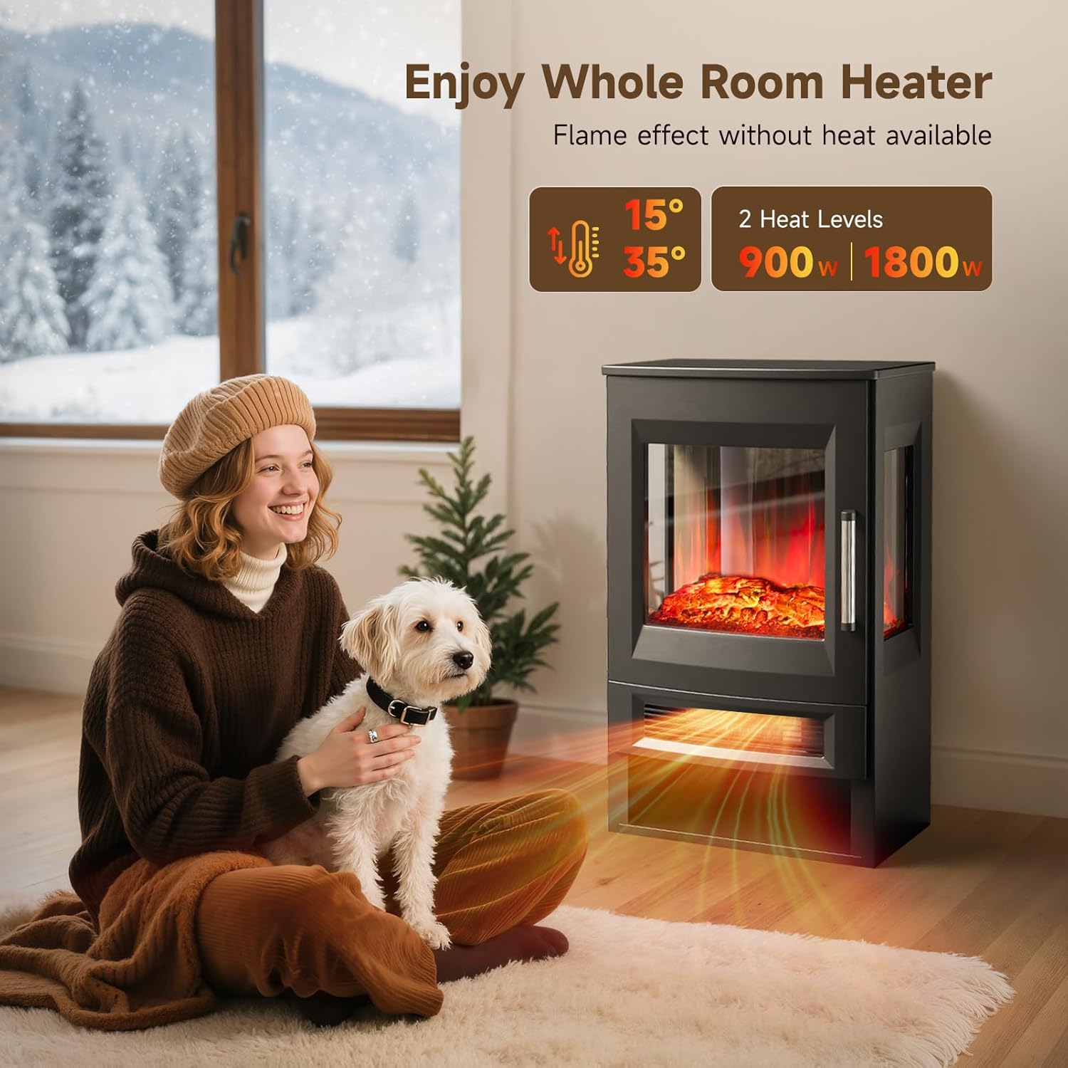 Thumbnail 3 de INMOZATA electric fireplace stove keyword 1800 W