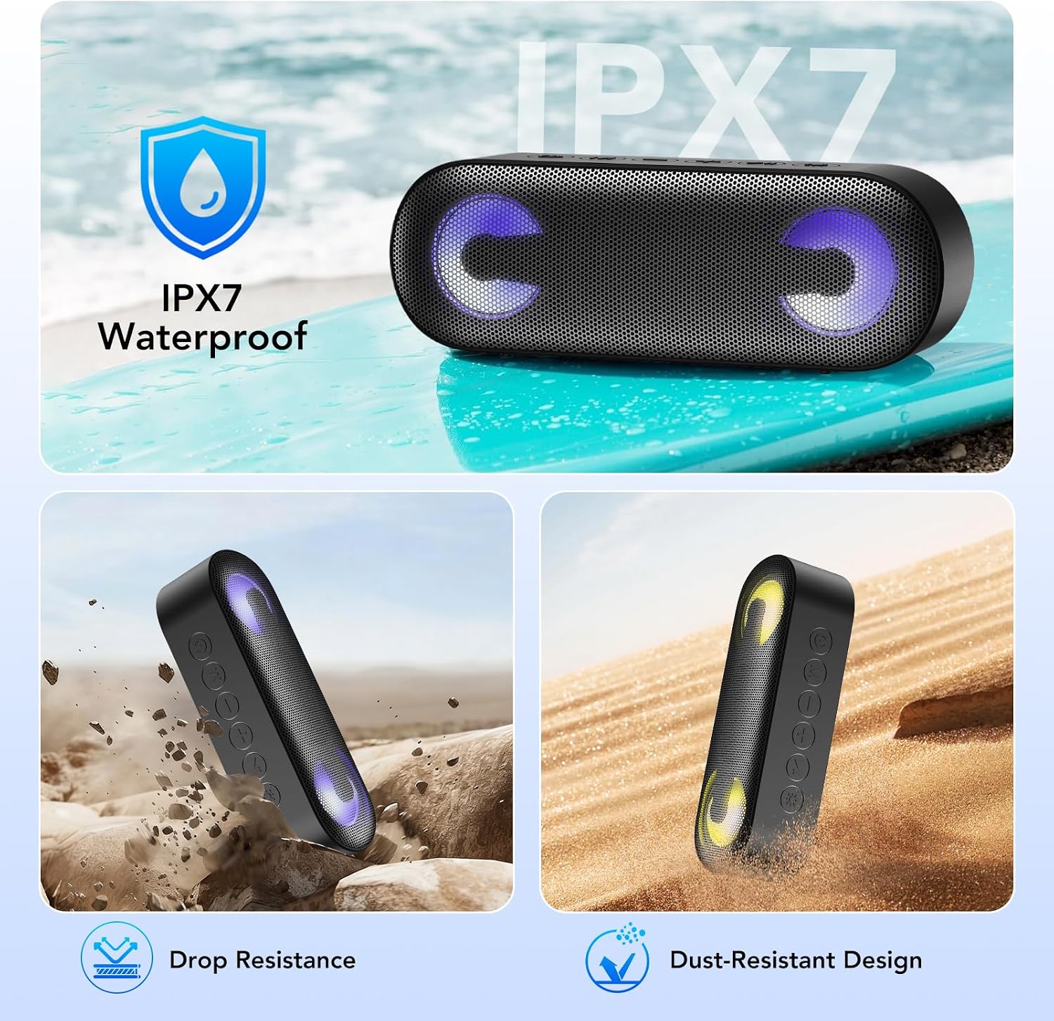 Detalle de IKT Enceinte Bluetooth Portable 30 W: Son puissant, lumières RGB et autonomie longue