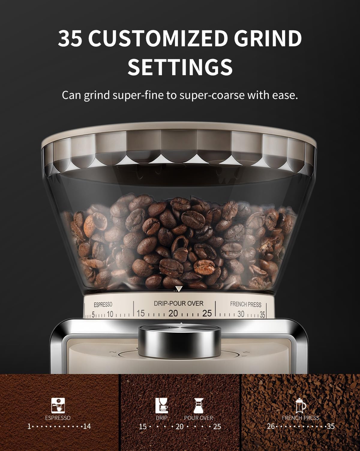 Detalle de KIDISLE Burr Coffee Grinder, 35 Settings