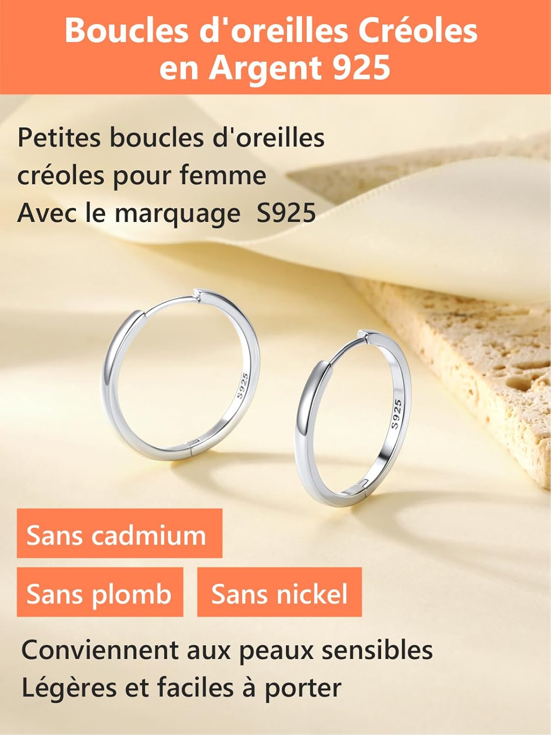 Thumbnail 2 de Silvora Petit Créole Argent 925 Massif – Boucles d’Oreilles hoop 6–20 mm