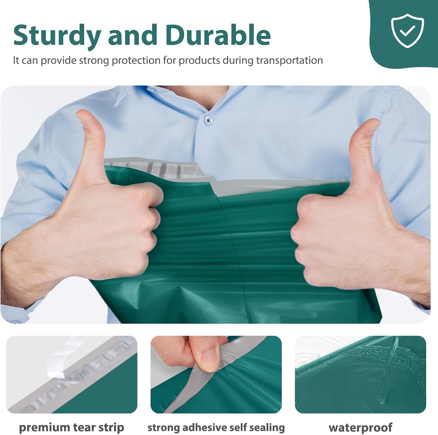 Thumbnail 3 de Fuxury 14.5 x 19-Inch Poly Mailers, 50-Pack, Forest Green, Waterproof