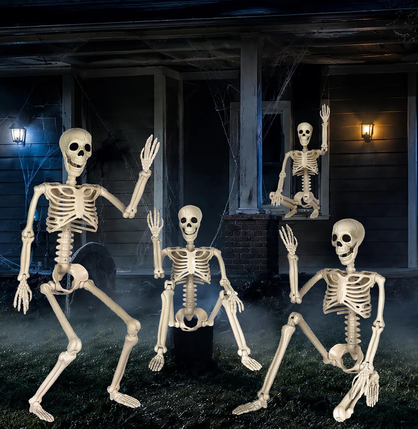Detalle 2 de LX002 2-Pack 36-Inch Posable Plastic Halloween Skeletons, Warm Bone Color