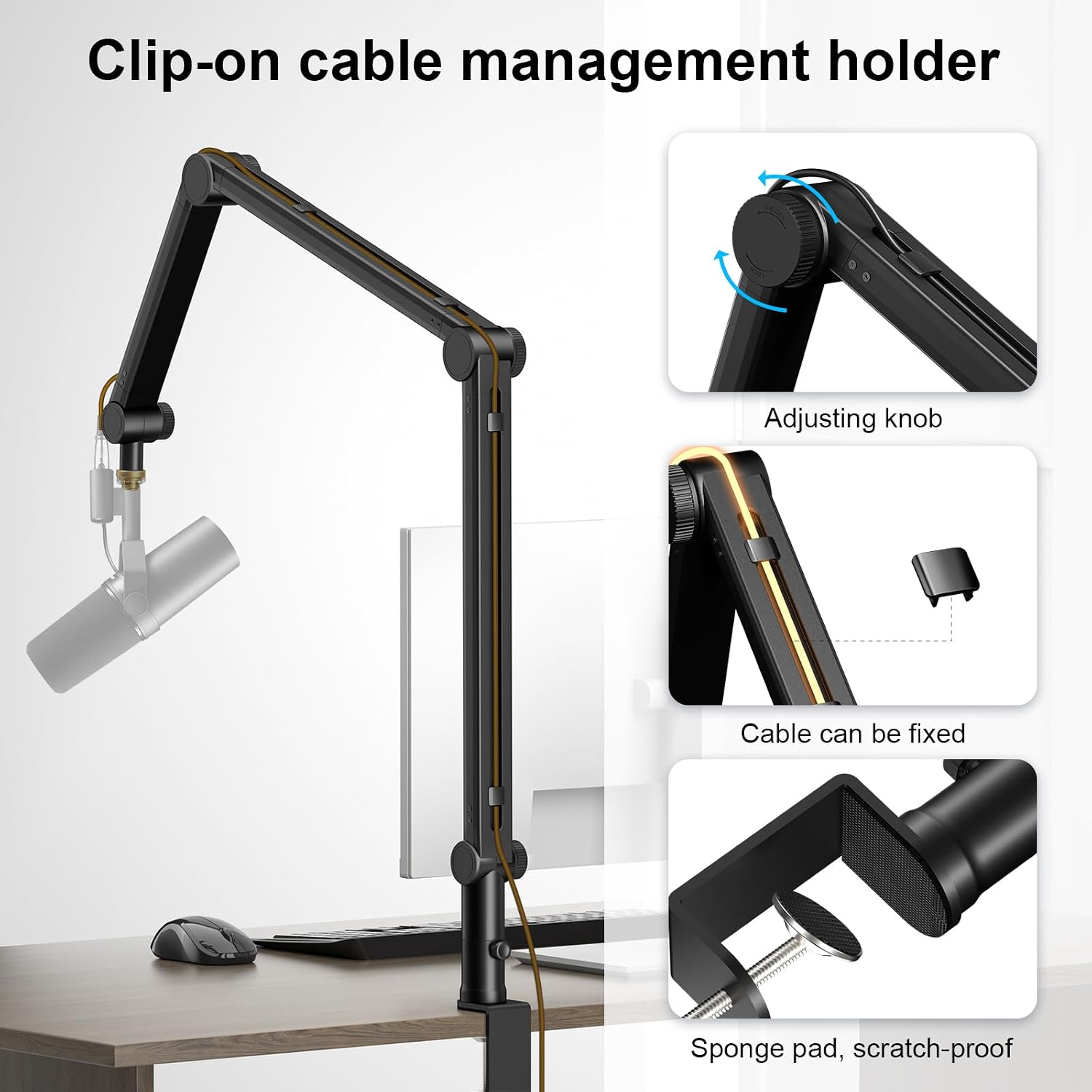 Detalle de Aokeo AK-49 Microphone Boom Arm, 360° Rotation, Three Adjustable Arms