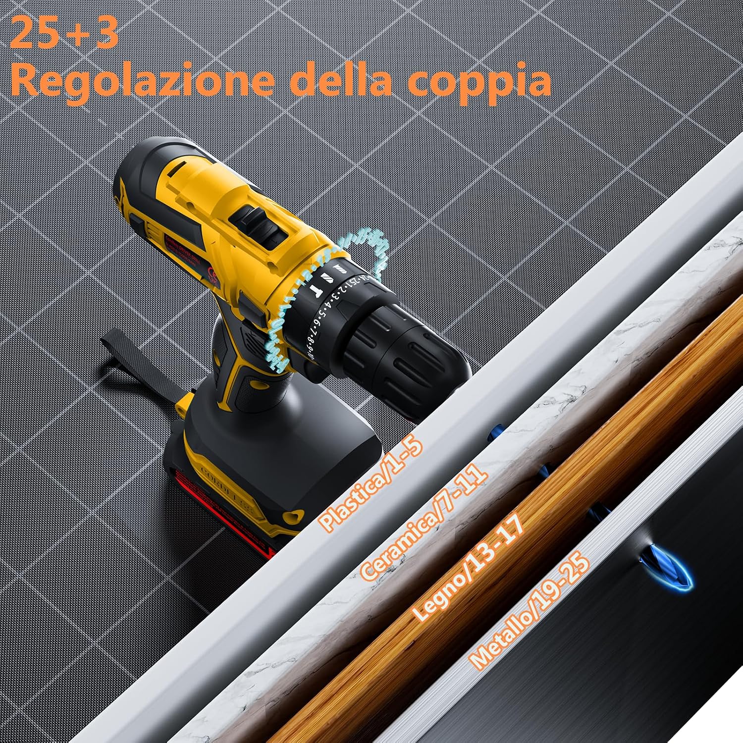 Thumbnail 5 de Olubfdh Trapano Avvitatore a batteria 21V con 2x2000mAh: potenza e versatilità per casa e giardino