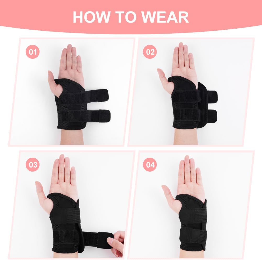 Detalle de Fefod Attelle de Poignet Respirante avec 2 Attelles – Soutien et Confort pour Arthrite, Tendinite et Câble Carpien