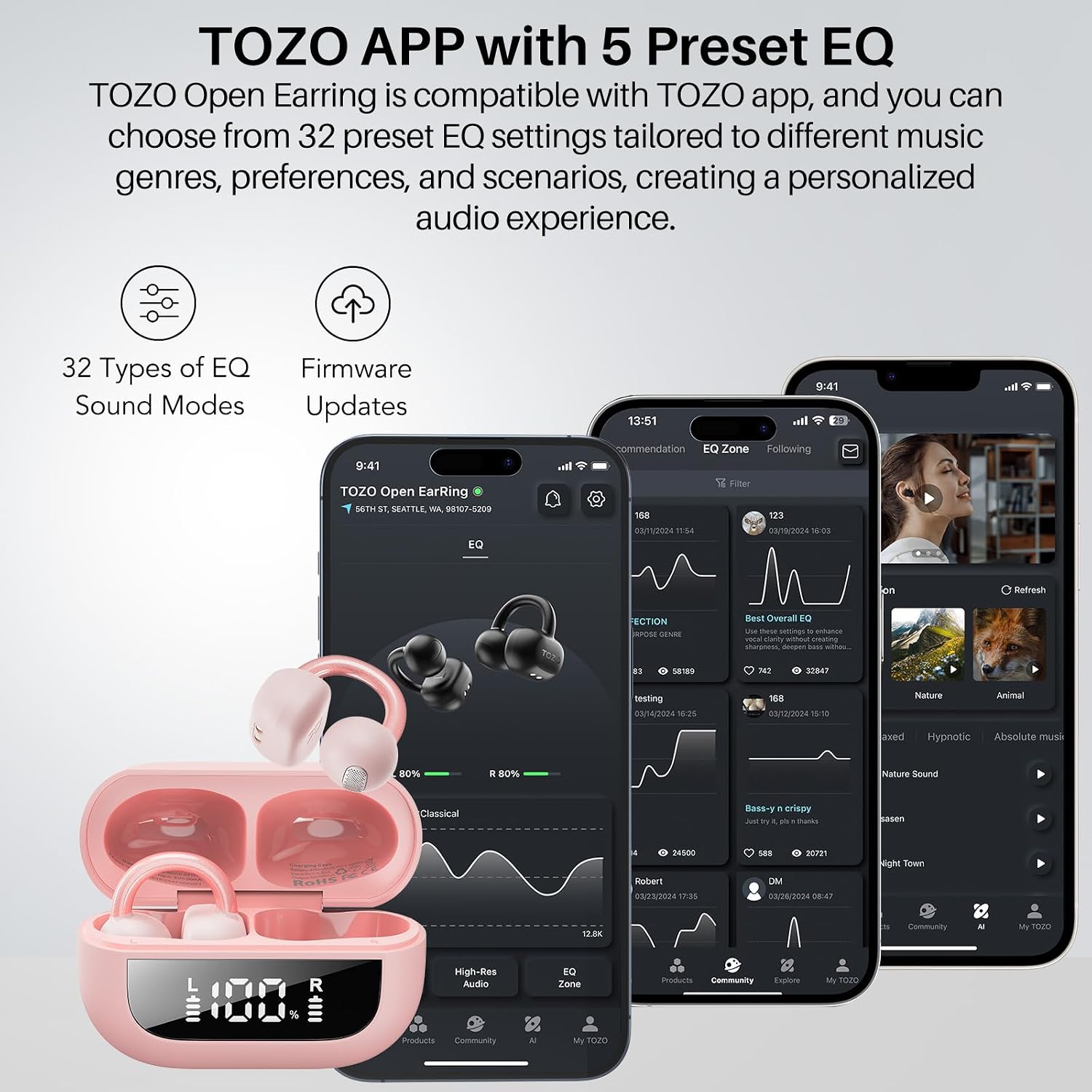 Thumbnail 6 de TOZO OpenEarRing Cuffie Bluetooth 5.4 con ANC e 40 ore