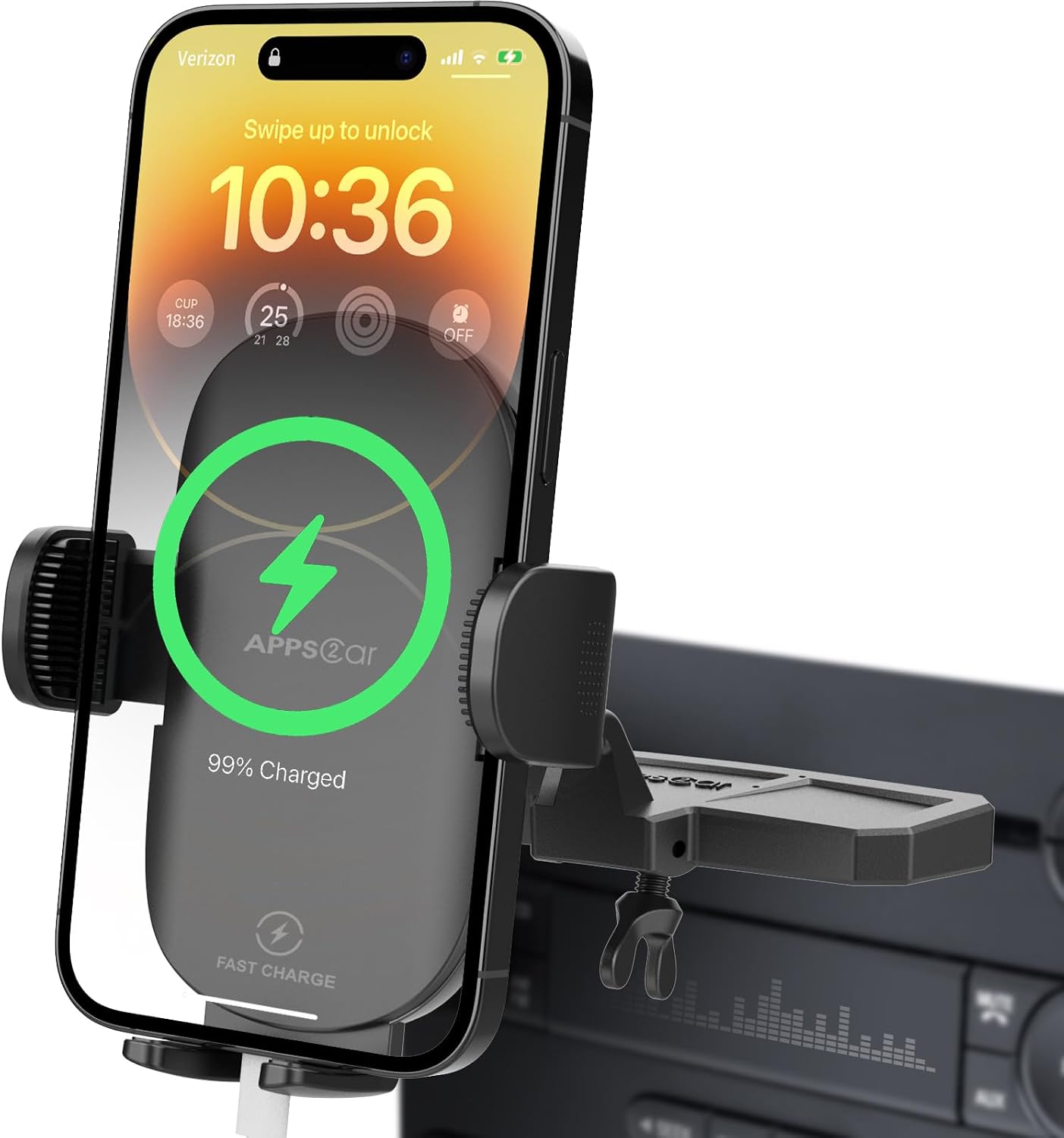 Detalle de APPS2Car Sturdy CD Slot Wireless Charger 15W