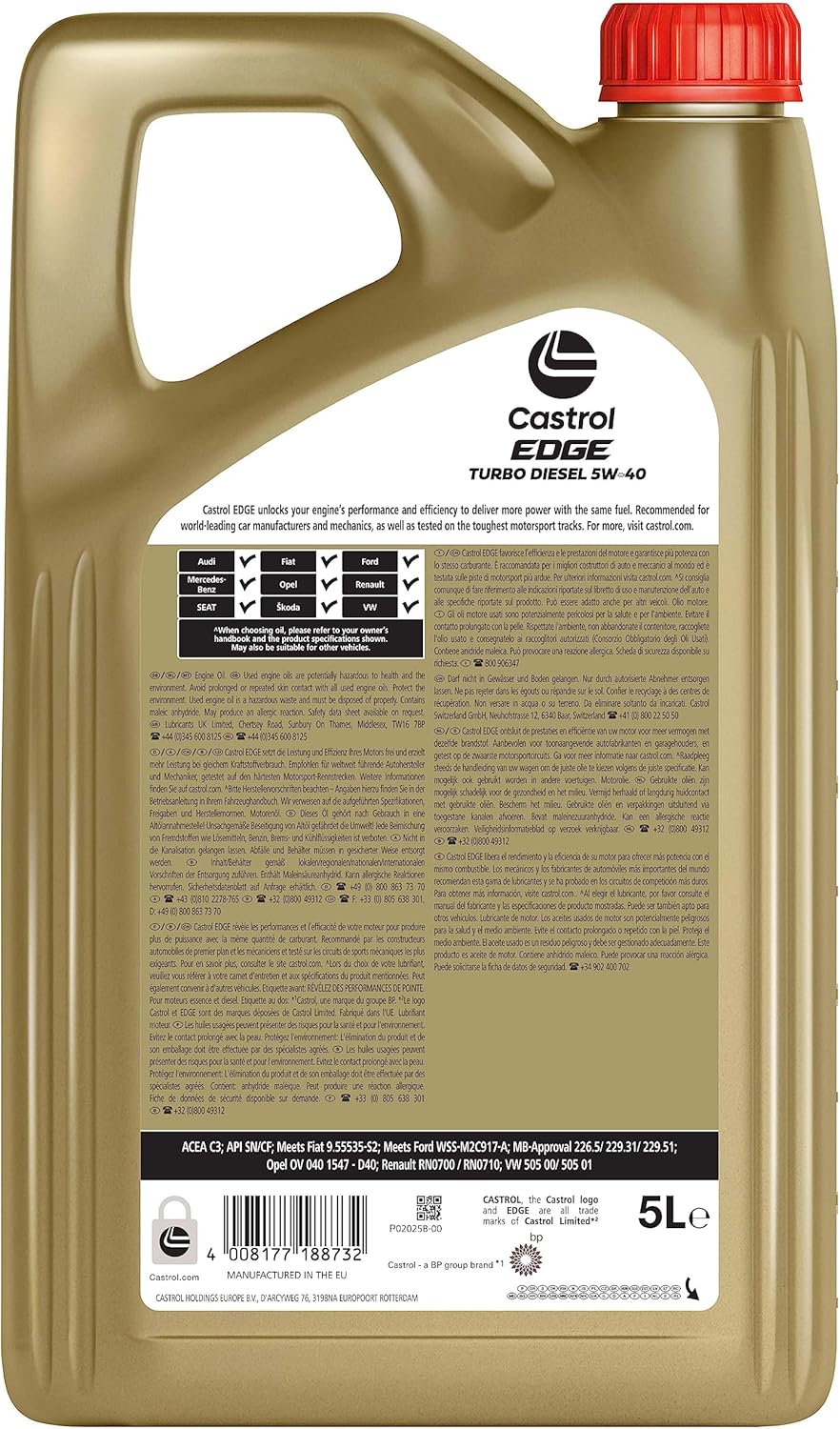Detalle 2 de Castrol EDGE TURBO DIESEL 5W-40 Motoröl 5L