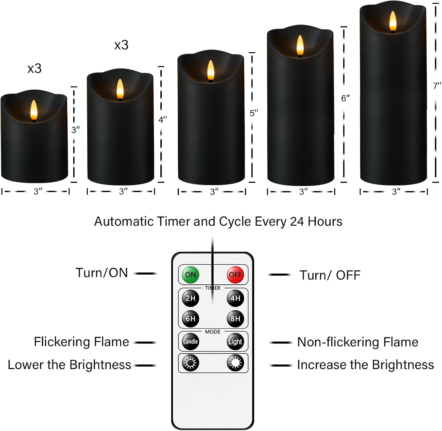 Detalle 1 de Nimiko Flameless Candles, 9-Piece Set
