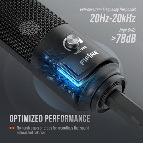 Detalle 2 de FIFINE K669B USB Condenser Microphone for PC – Straightforward USB Mic with Volume Knob