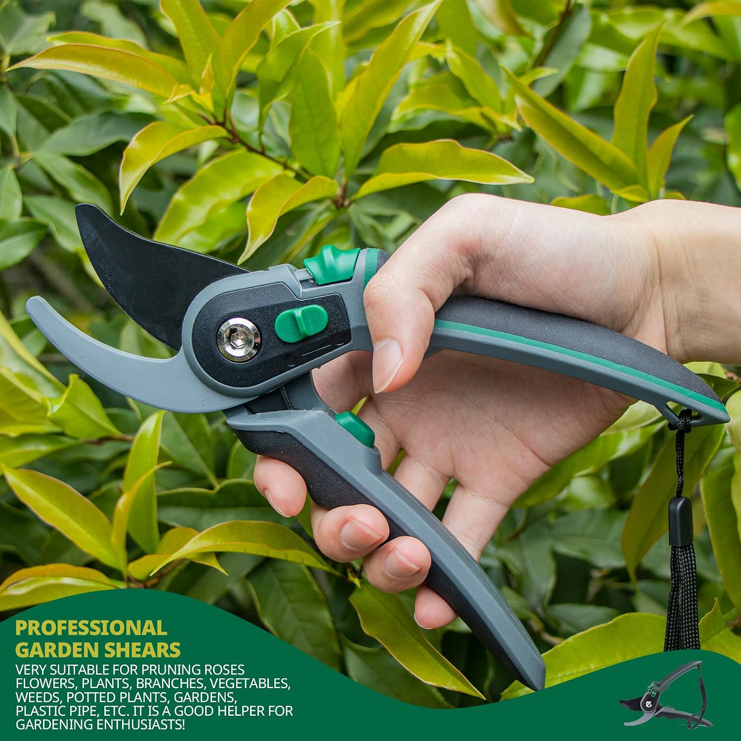 Thumbnail 4 de T TOVIA Garden Secateurs Heavy Duty: Ergonomic Bypass Pruning Shears with Adjustable Grip and SK5 Steel Blades