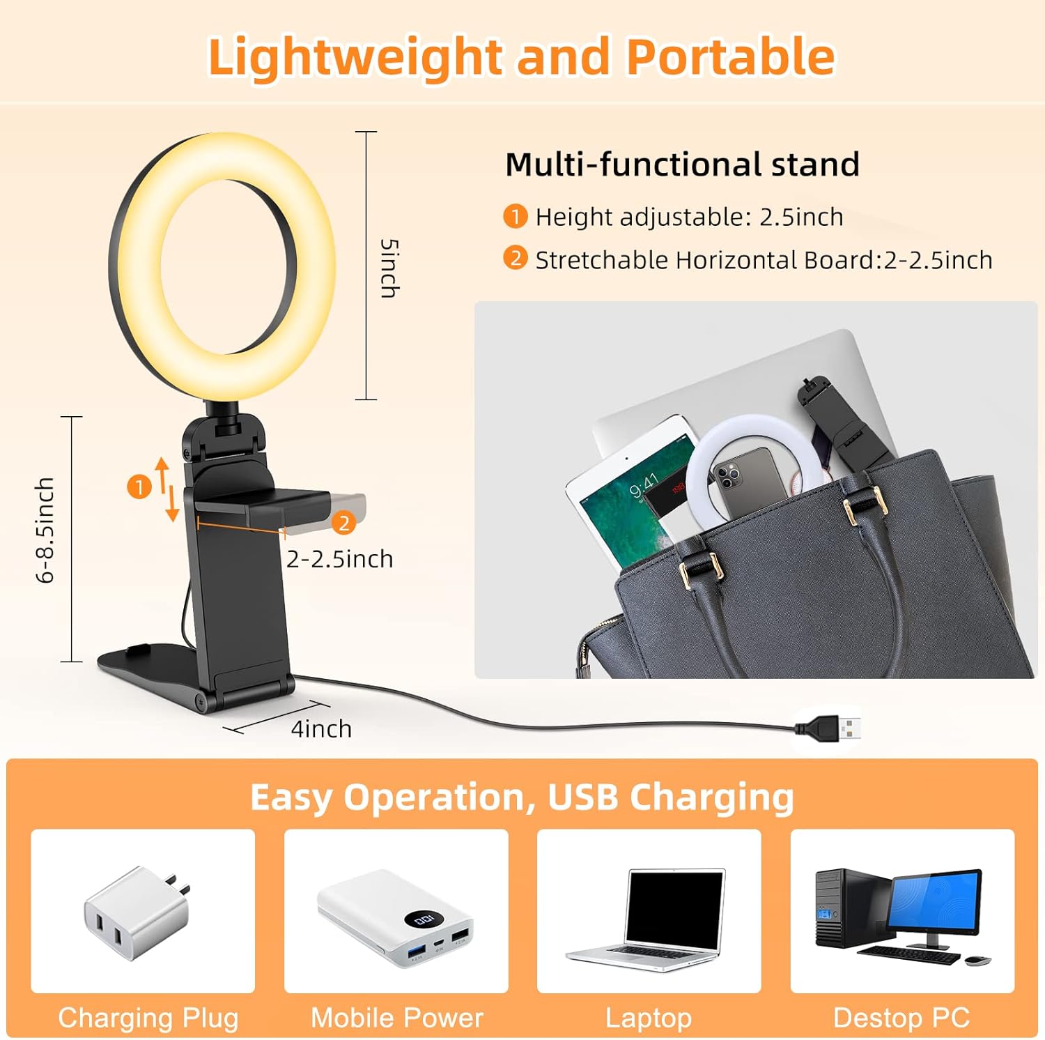 Thumbnail 5 de 2 Pack 5" Laptop Ring Light with 30 Modes