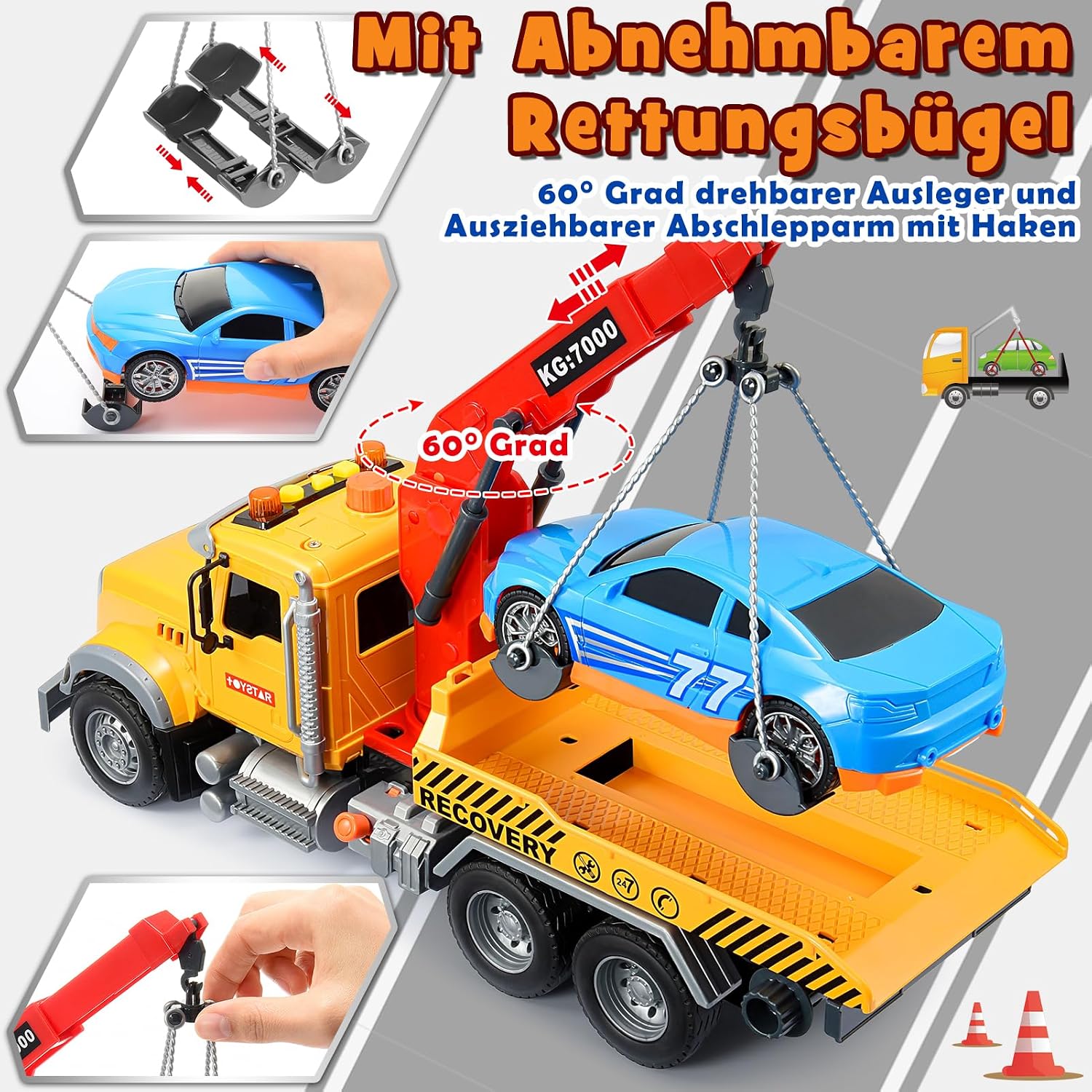 Detalle 2 de EUCOCO Abschleppwagen Spielzeug 1:16 ab 3