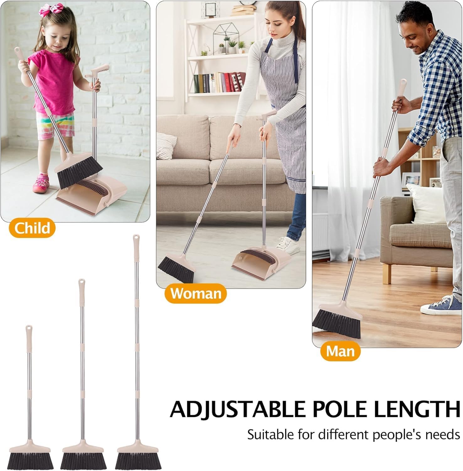Thumbnail 3 de XXFLOWER 54.72" Long Handle Broom and Dustpan Set