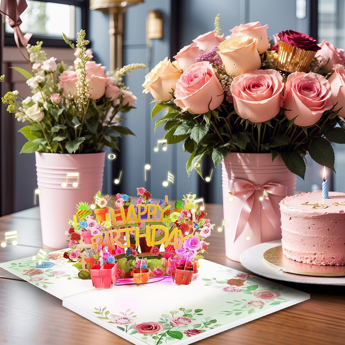 Thumbnail 3 de CNLITIHEKA YYFH-01 3D Musical Birthday Card, Floral Pop-Up with Lights
