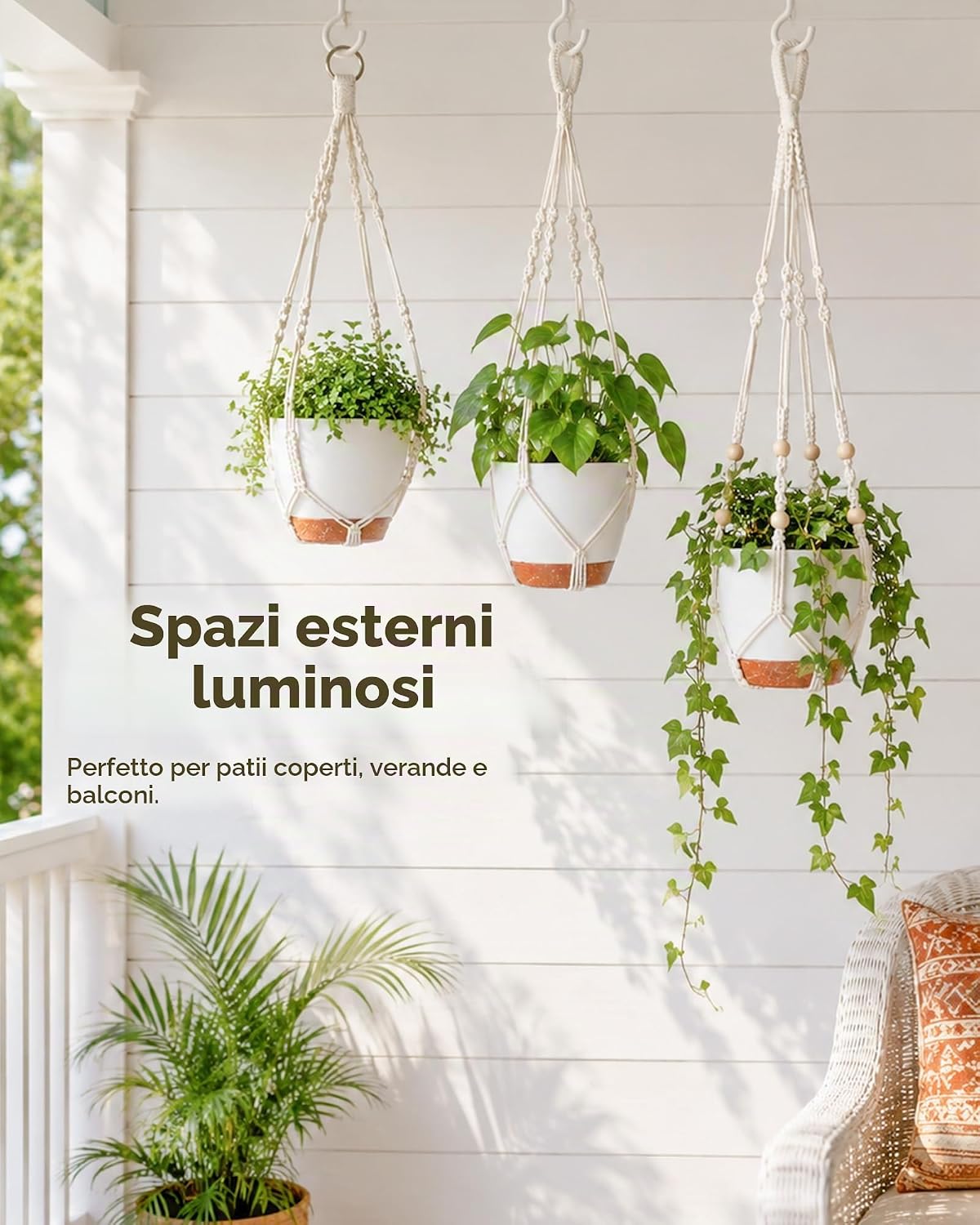 Thumbnail 6 de Bamworld Confezione da 3 vasi per piante da appendere in macramè – set autoirrigante per interni ed esterni