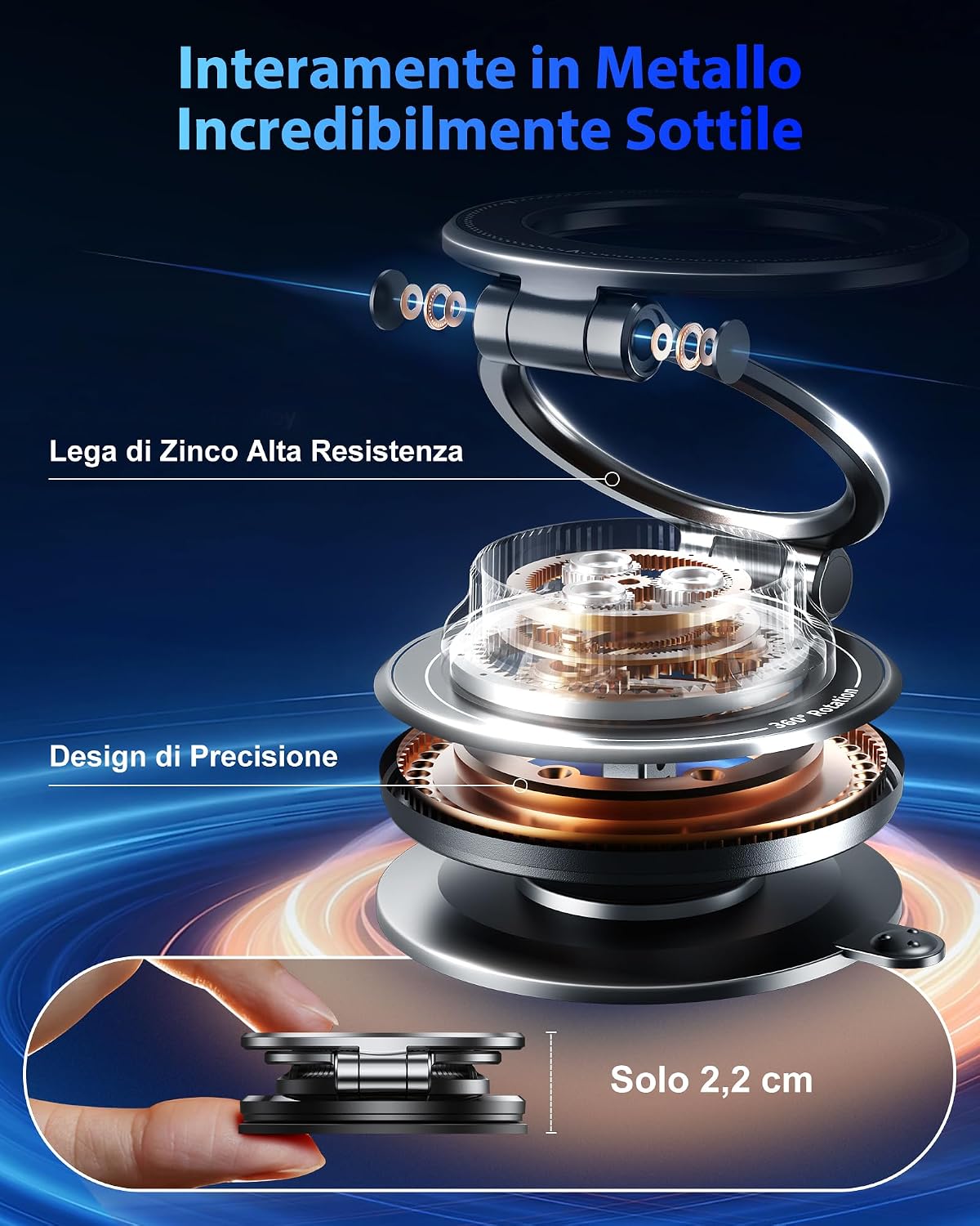 Thumbnail 1 de Glangeh Ultra Sottile Porta Cellulare Auto 360° rotazione
