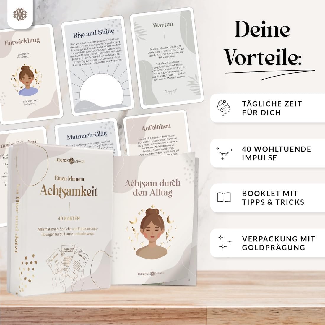 Detalle 2 de LEBENSKOMPASS 40 Achtsamkeitskarten 🃏