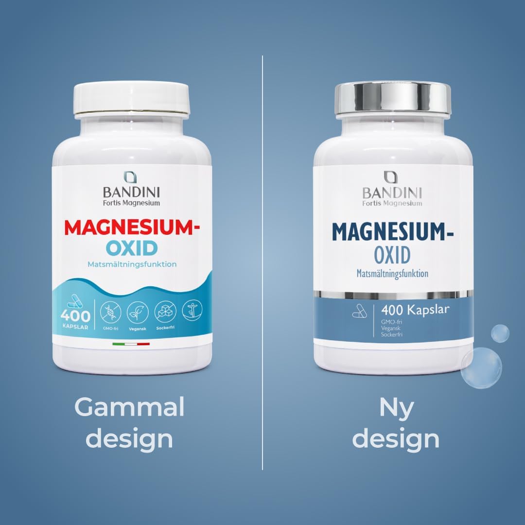 Detalle 2 de BANDINI Fortis Magnesiumoxid – 400 kapslar med 400 mg elementärt magnesium