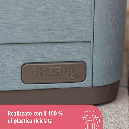 Detalle de Kerbl Pet Paola Eco: casetta per gatti in plastica riciclata, grigio-verde/marrone 60x51x41 cm