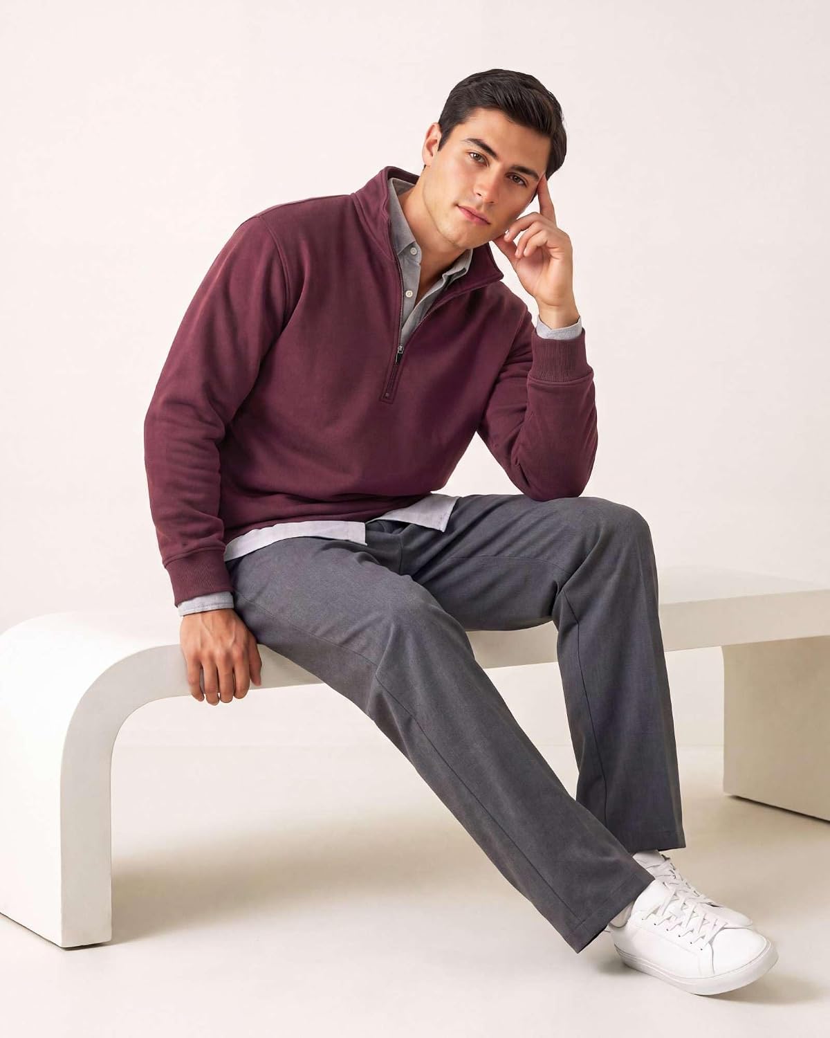 Detalle de Men's Fleece Half-Zip Sweatshirts 2-Pack