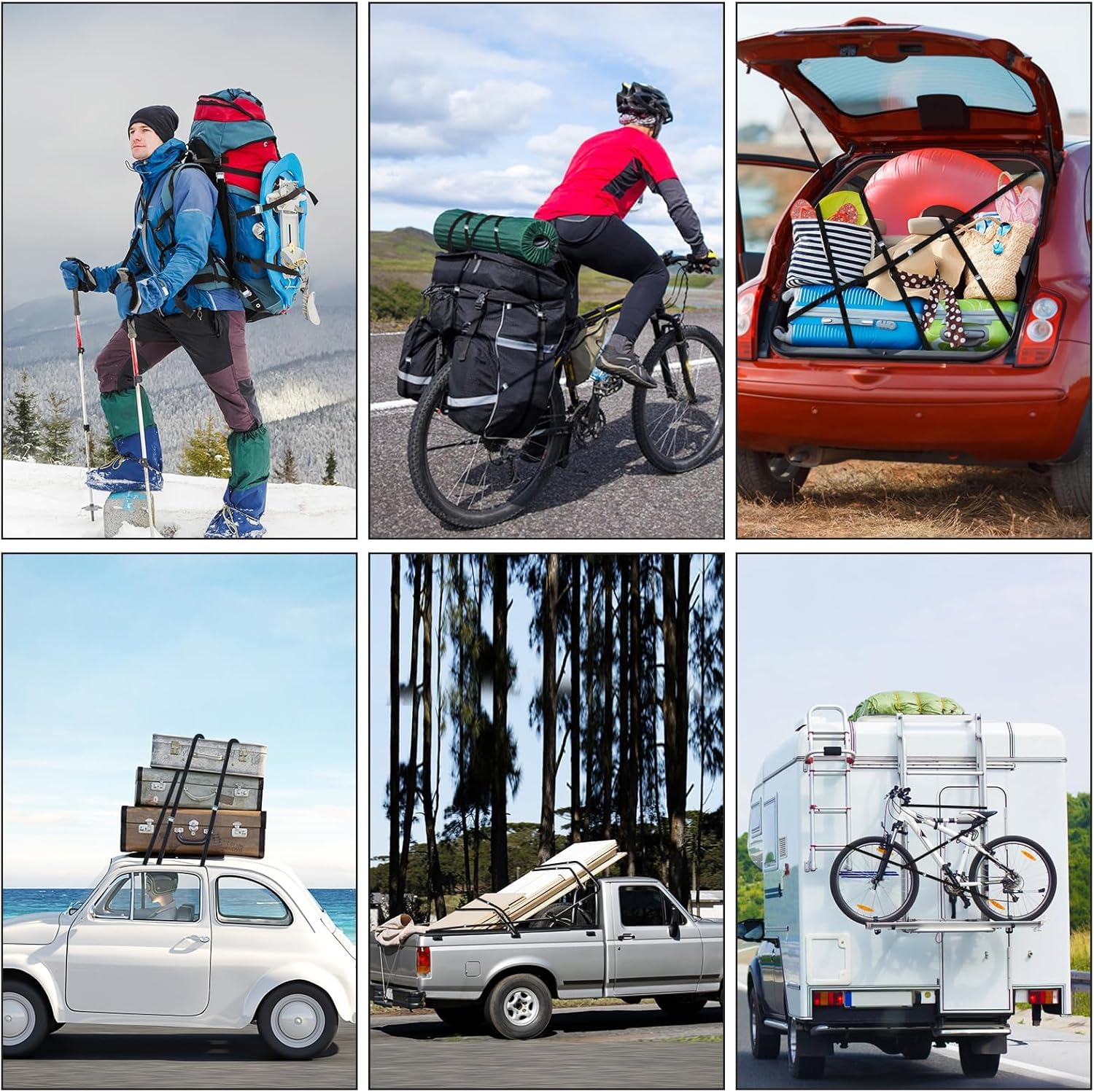 Thumbnail 4 de Kit de sangles d’arrimage URAQT (4 pièces) avec boucle à cliquet, 6 m pour moto, voiture et porte-vélos