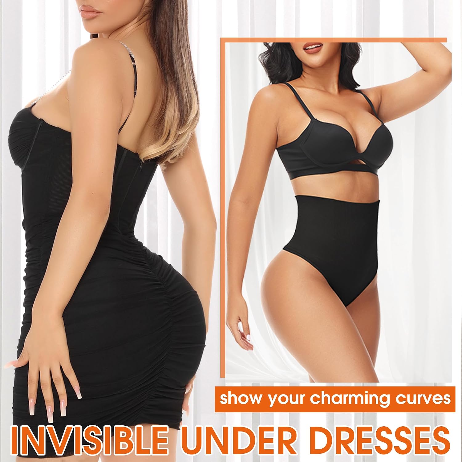 Detalle de Niceuare BS06 Tummy Control Thong Shapewear, Seamless High-Waisted Design
