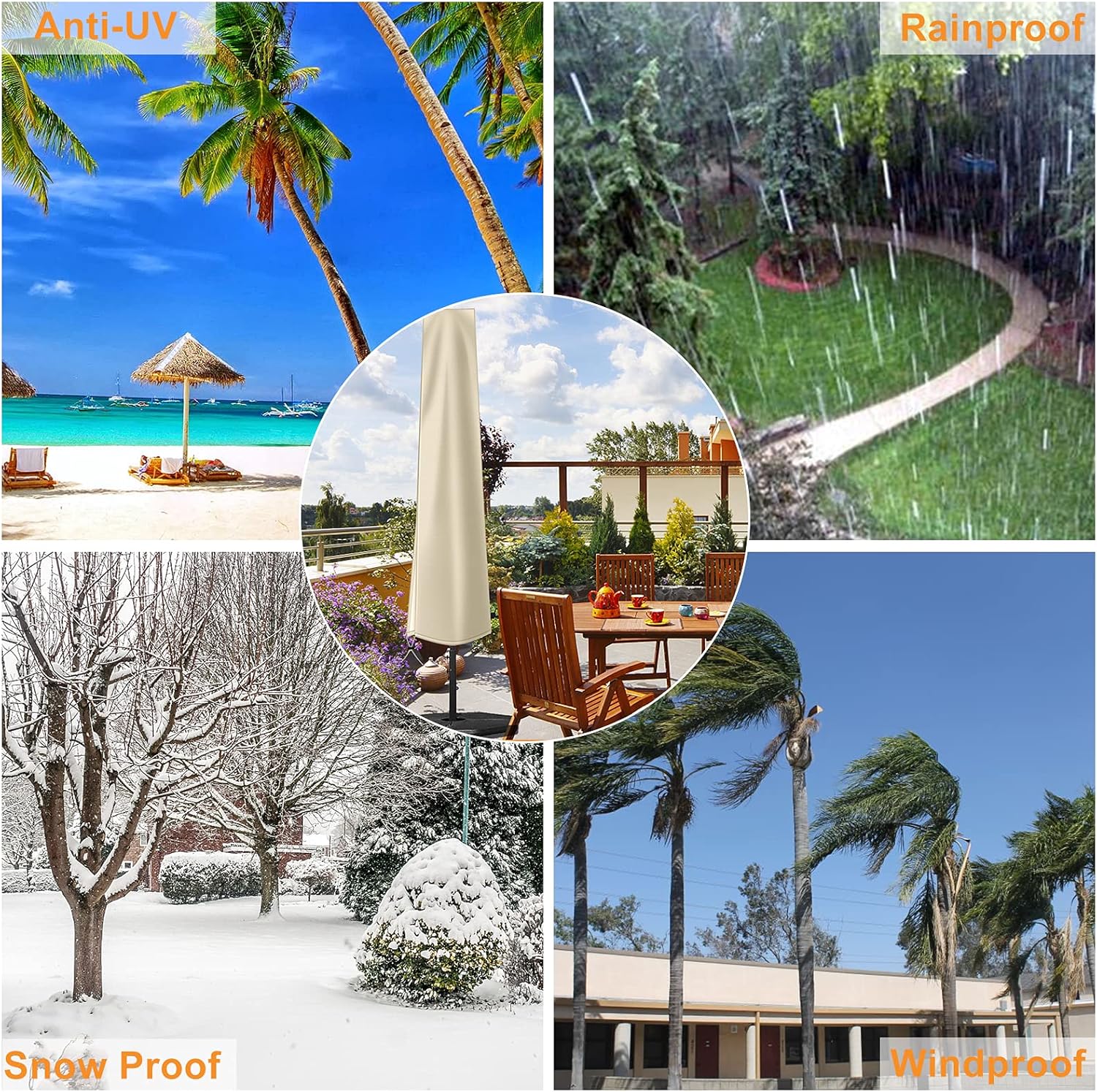 Thumbnail 6 de OKPOW Parasol Cover – Waterproof Heavy Duty Protection for 2.5m–4m Umbllas