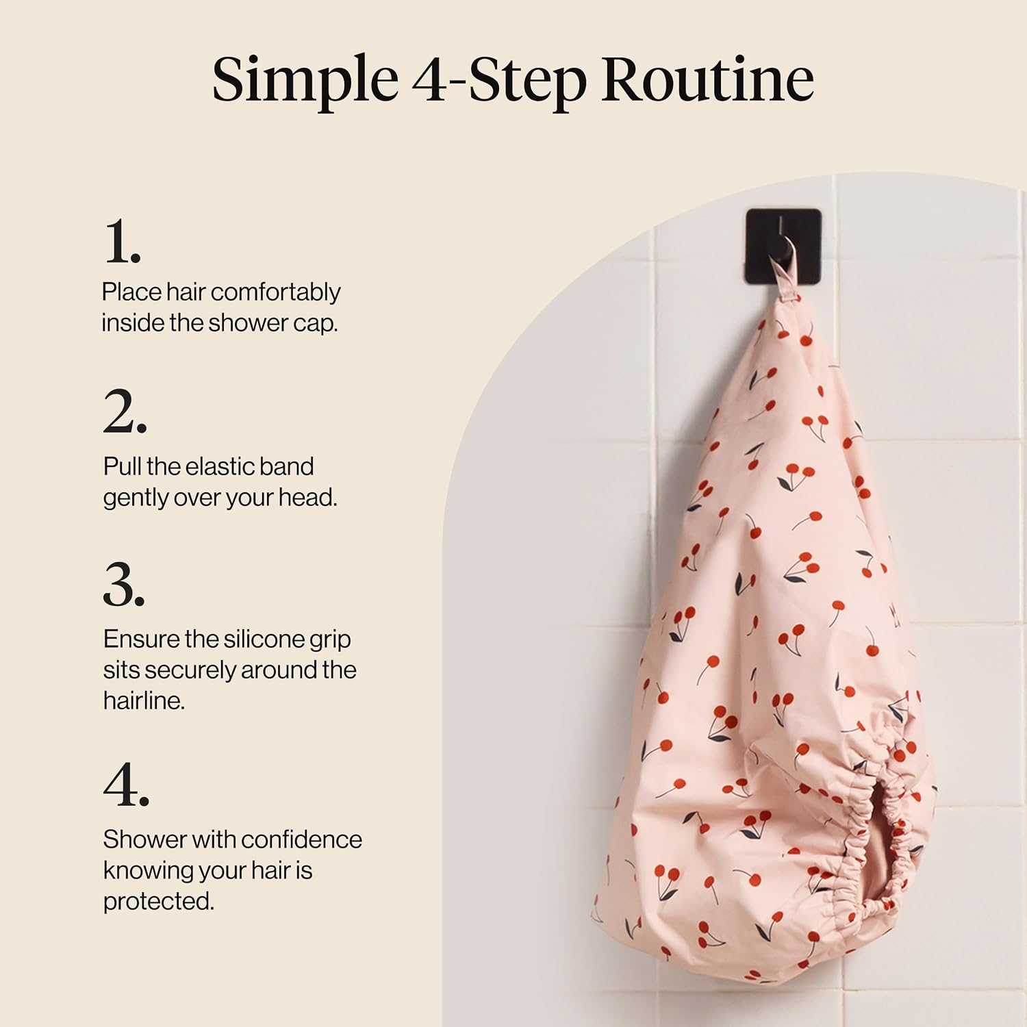 Thumbnail 6 de Kitsch Luxury Shower Cap for Women – Reusable Waterproof, Large, Cherry Print