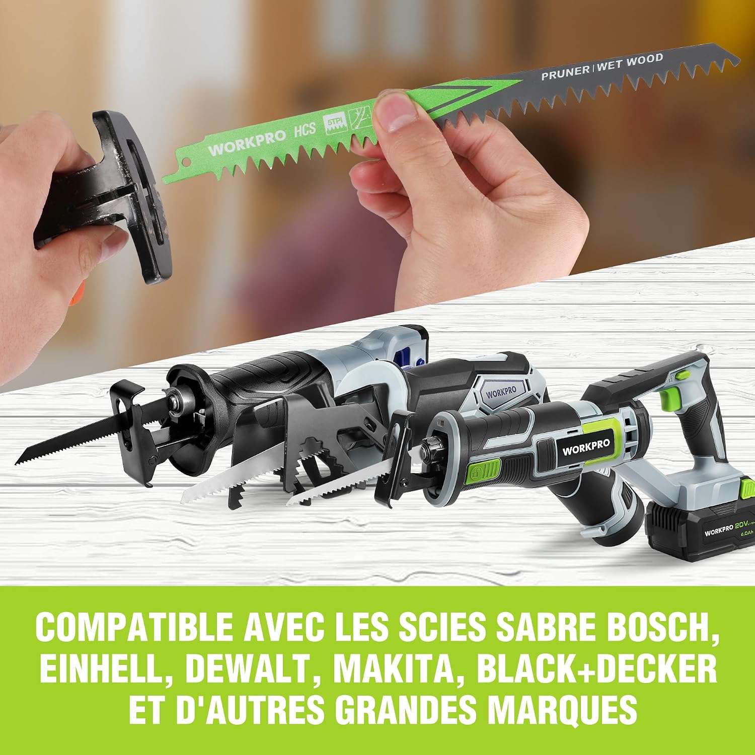 Thumbnail 4 de WORKPRO Lame de scie sabre 230 mm 5TPI