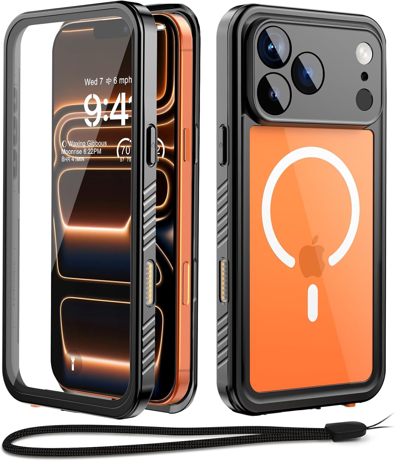 Detalle de Beeasy Waterproof MagSafe Case for iPhone 17 Pro Max (6.9”) with Built-in Screen & Camera Protectors