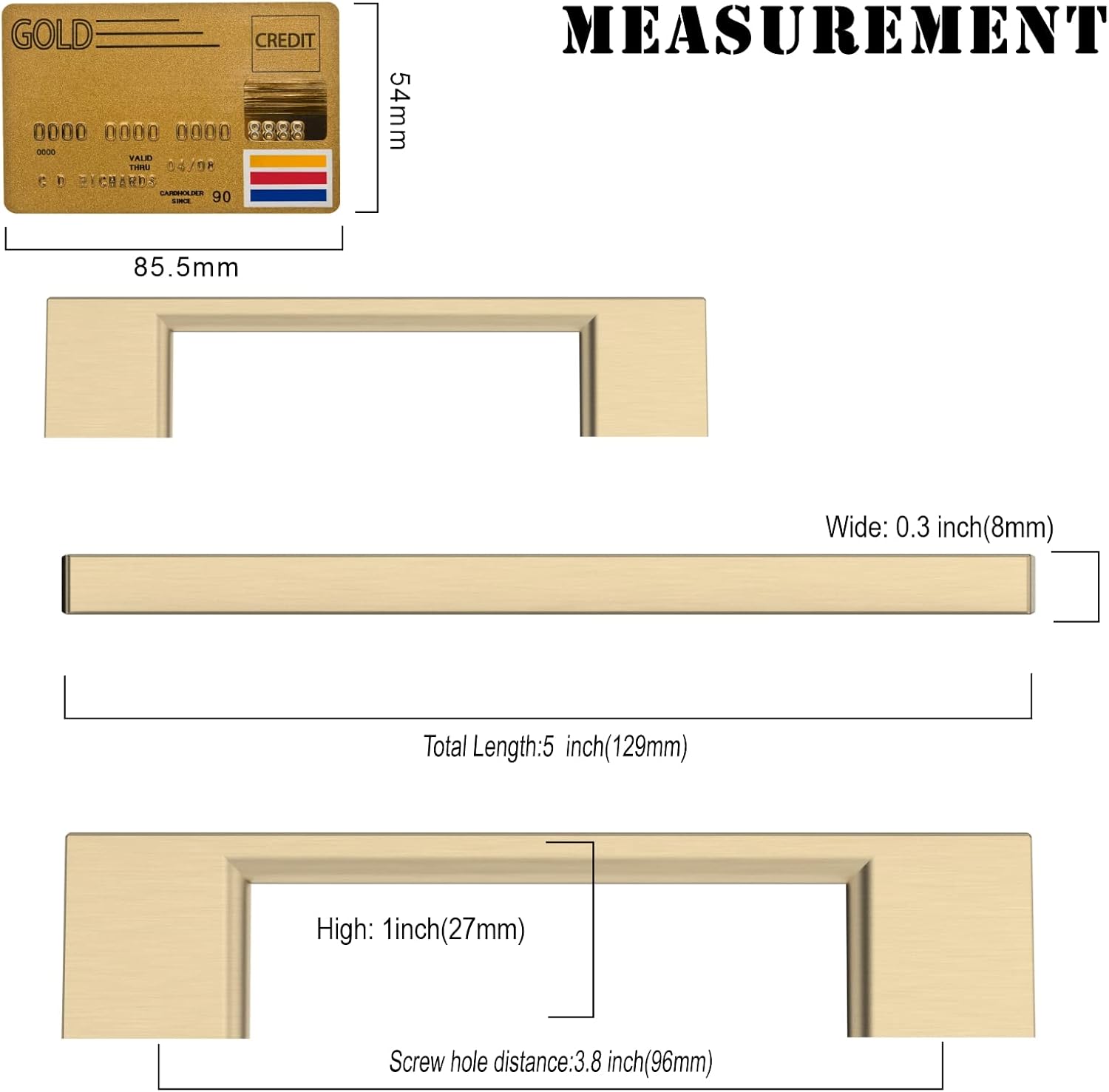 Thumbnail 5 de Lot de 6 poignées de meuble Amerdeco en laiton brossé, 96 mm (alliage de zinc) avec vis