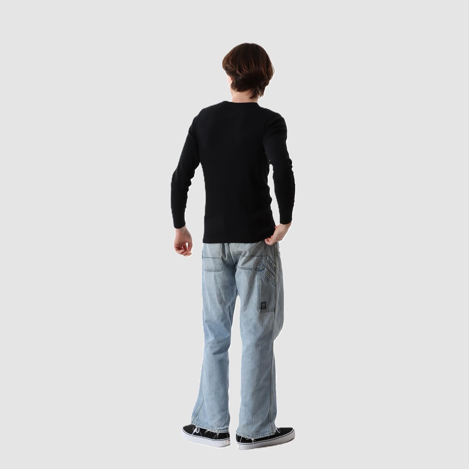 Detalle de Hanes BEEFY HM4-Q103 サーマルクルーネック長袖Tシャツ ワッフル生地・ストレッチ性・バインダーネック